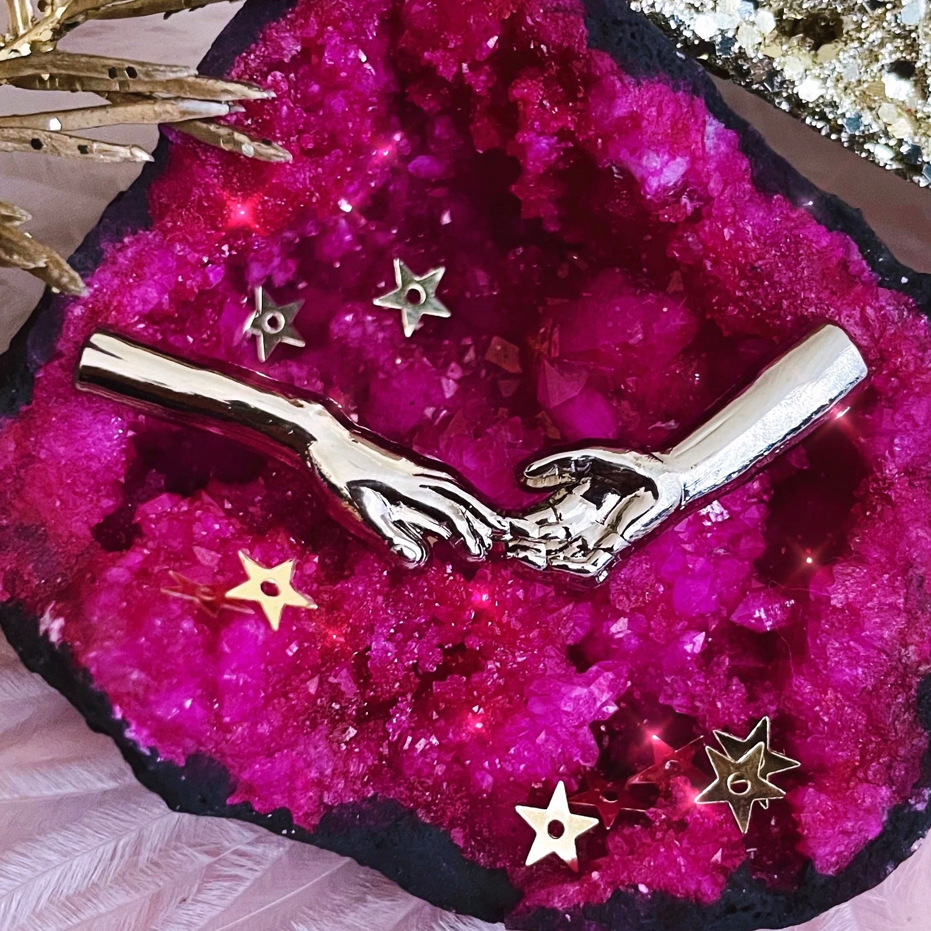 lovers hands silver 3D romantic love friendship enamel pin by lilly baik.