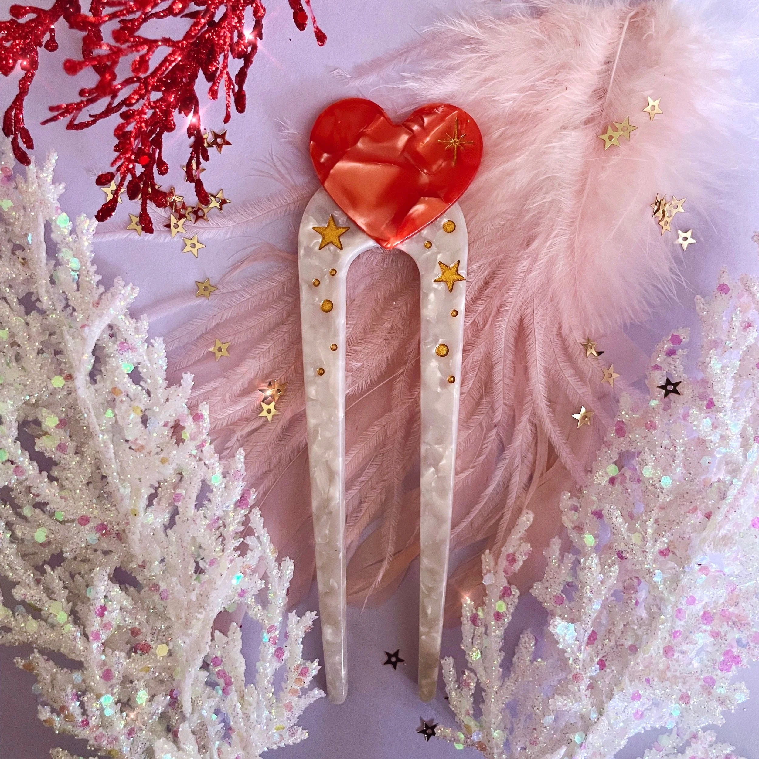 love is in the hair heart-shaped french pin by lilly baik.