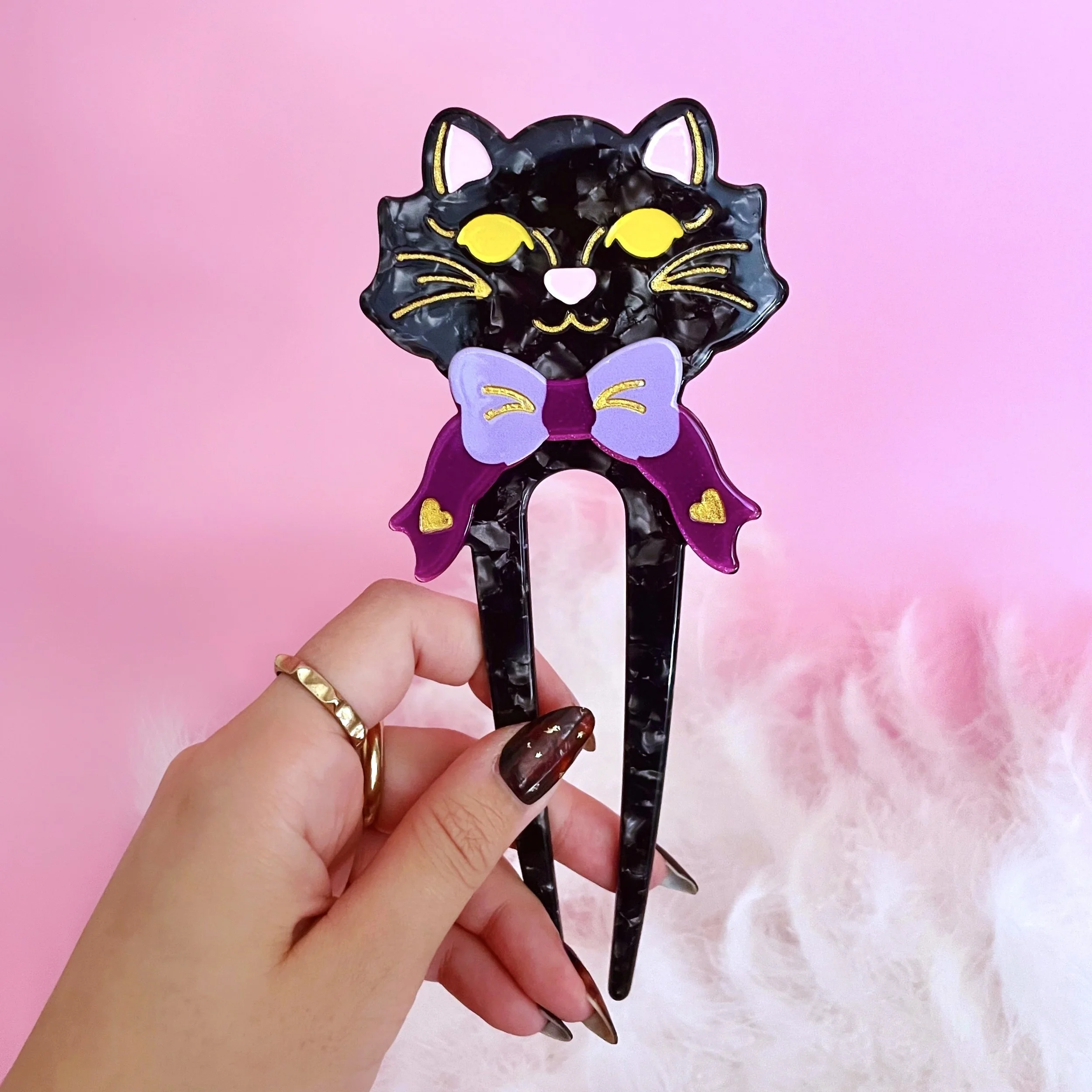 fancy cat french hair pin black main.JPEG