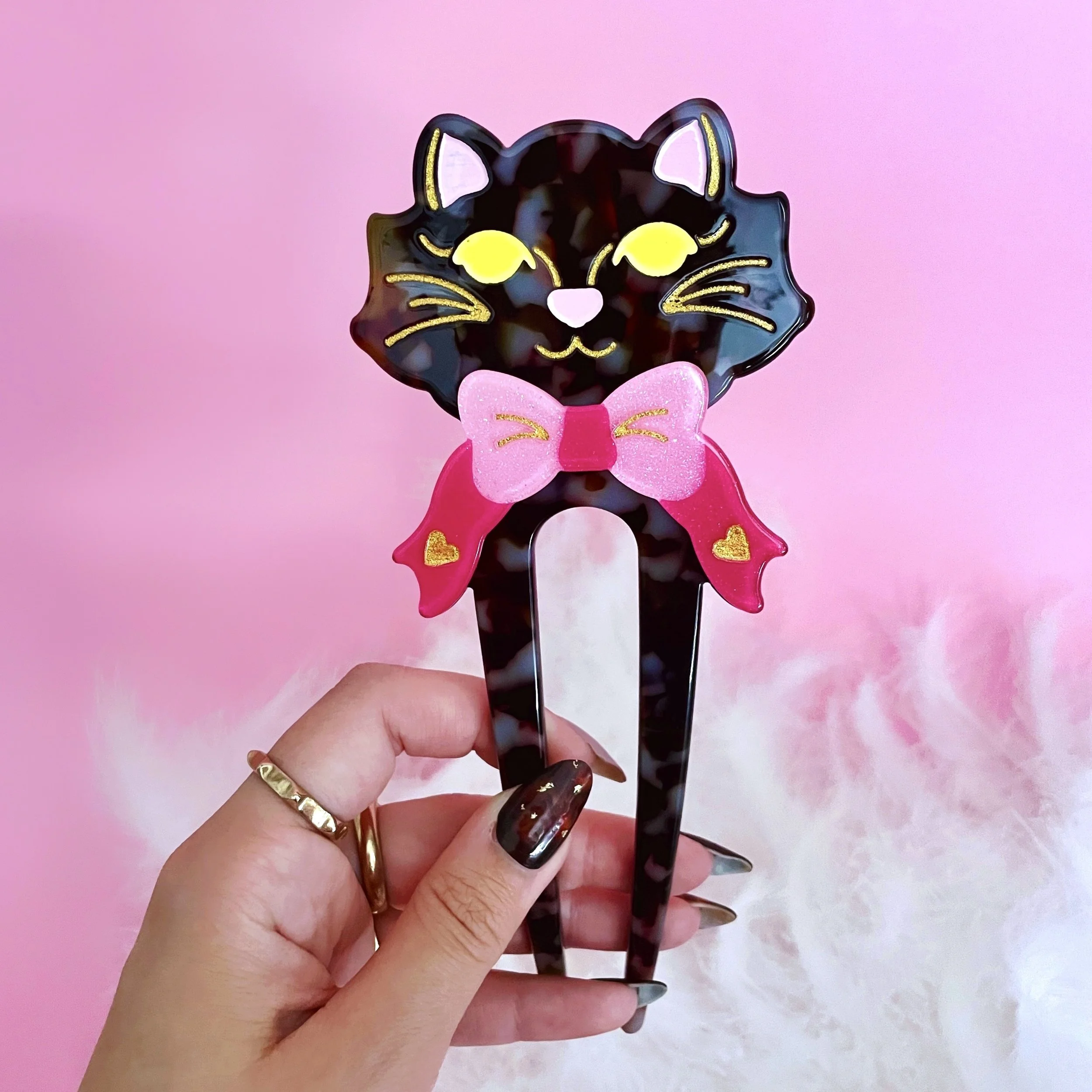 fancy cat french hair pin calico main.JPEG