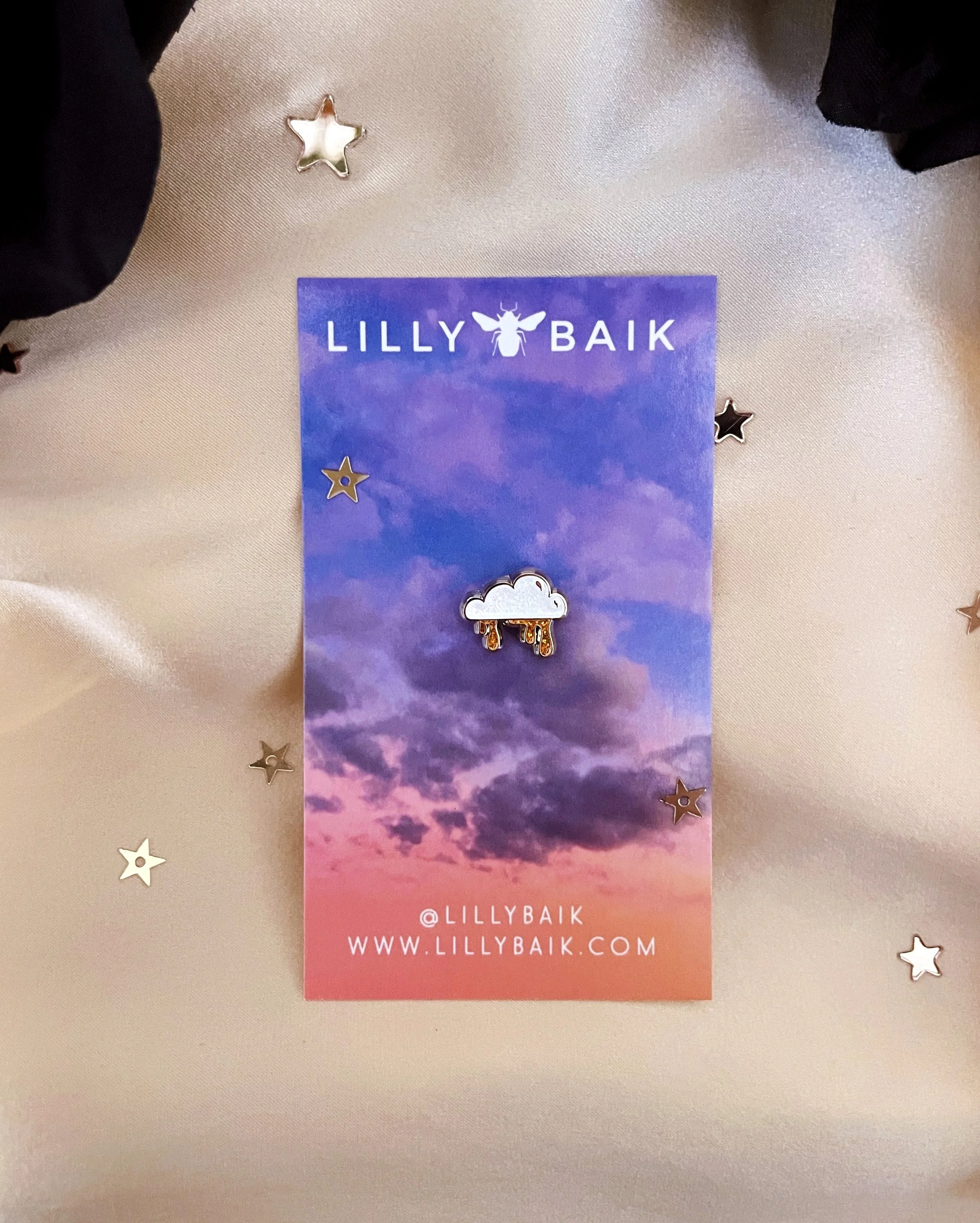 tiny honey cloud pearlescent glitter mini board filler enamel pin by lilly baik.