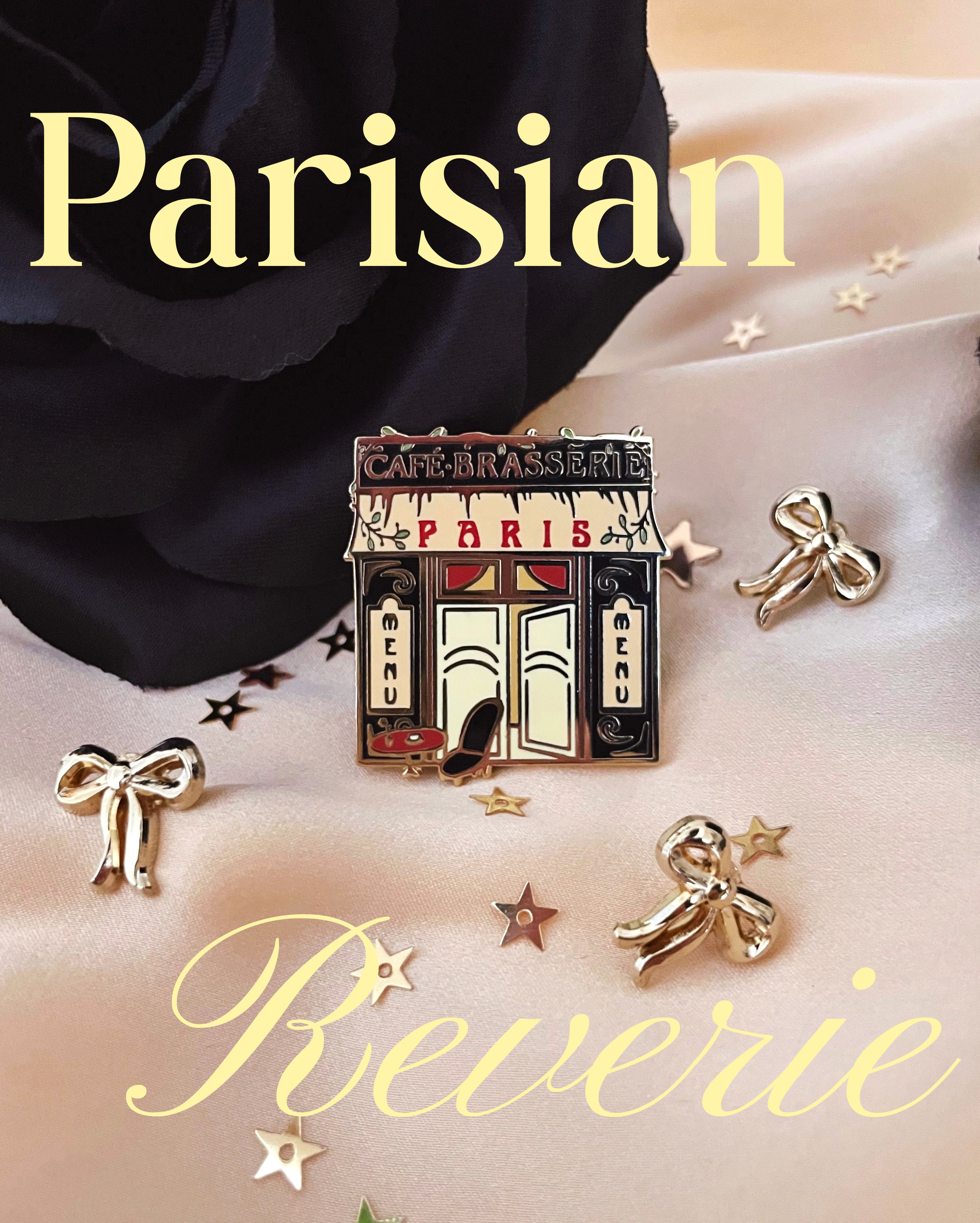 parisian reverie paris cafe mini bow pins by lilly baik.