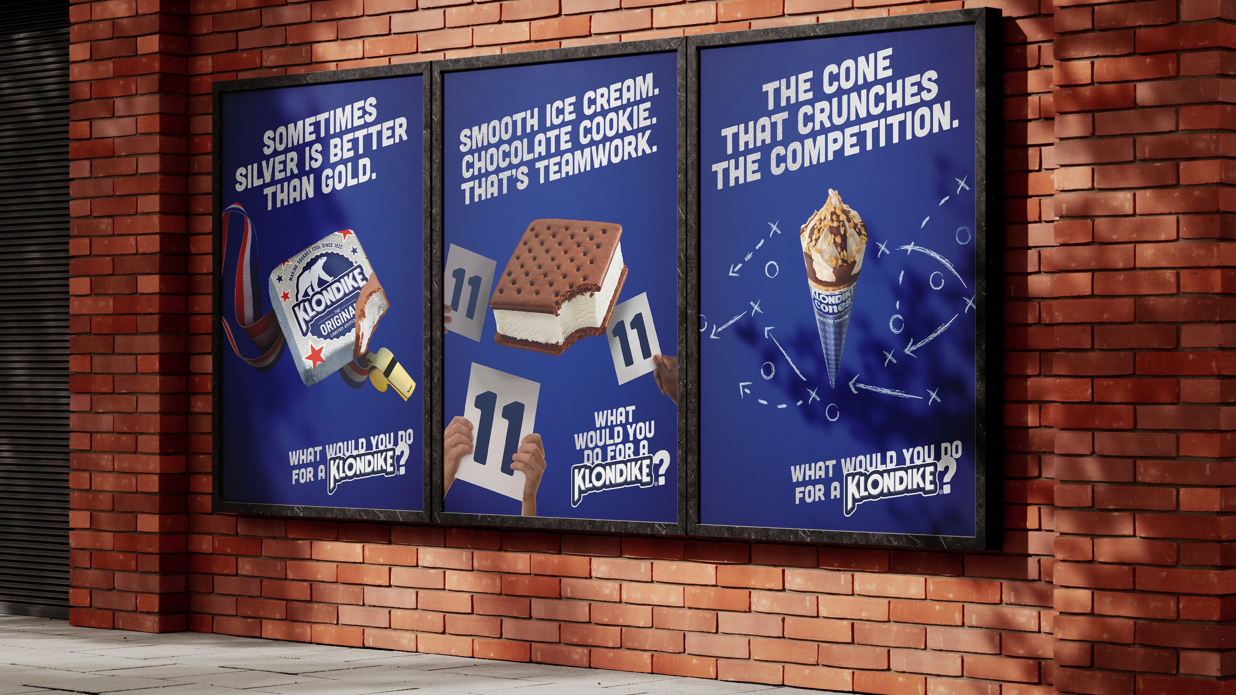 Olympics and Sports themed key visuals for Klondike Ice Cream Bars, Cones and Sandwiches