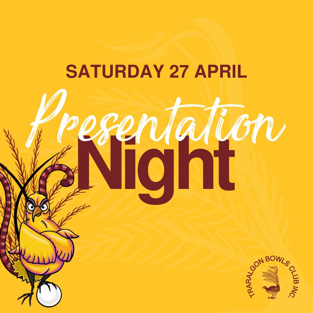 🕺BOWLS PRESENTATION NIGHT💃
Join us for our annual presentation night on Saturday 27 April at 6pm:
$25 ticket, from reception - sales close Friday 19 April.
Two-course meal, alternate drop.
* Mains: Lamb shank, chicken
* Dessert: Sticky date pudding