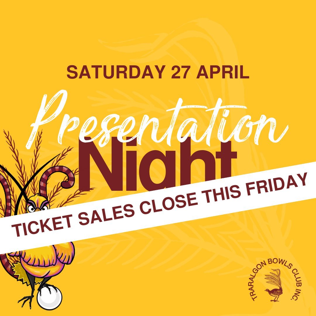 🕺BOWLS PRESENTATION NIGHT: LAST CHANCE💃
Join us for our annual presentation night on Saturday 27 April at 6pm:
$25 ticket, from reception - sales close Friday 19 April.
Two-course meal, alternate drop.
* Mains: Lamb shank, chicken
* Dessert: Sticky