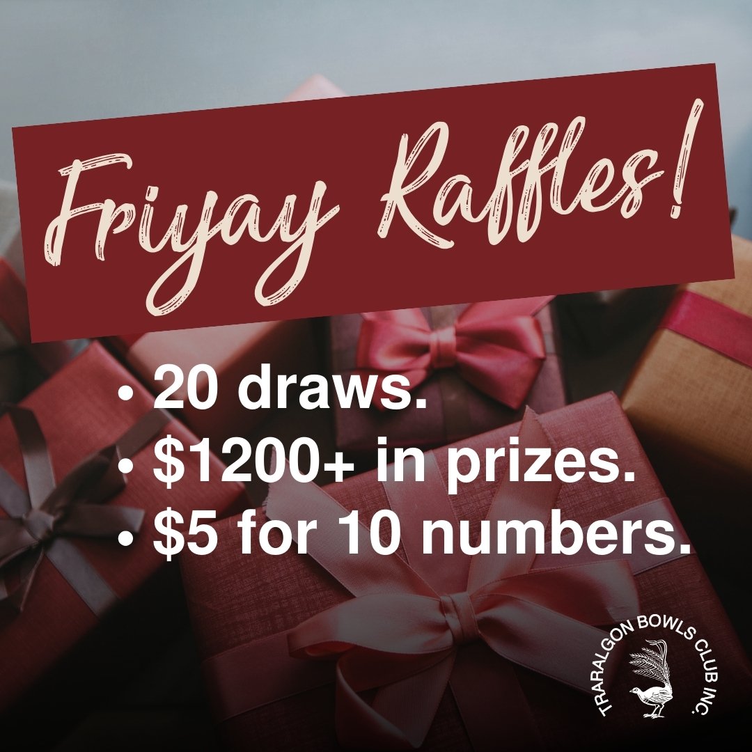 🤩FRIYAY!🥳
Fridays are the best for so many reasons, but we'll give you a few more:
1️⃣Happy hour 5-7pm 25% off tap beers and wine
2️⃣Friday raffles, 20 chances to win a share of over $1200 in prizes from 7.15pm
3️⃣Members cash draw at 7.30pm, this 