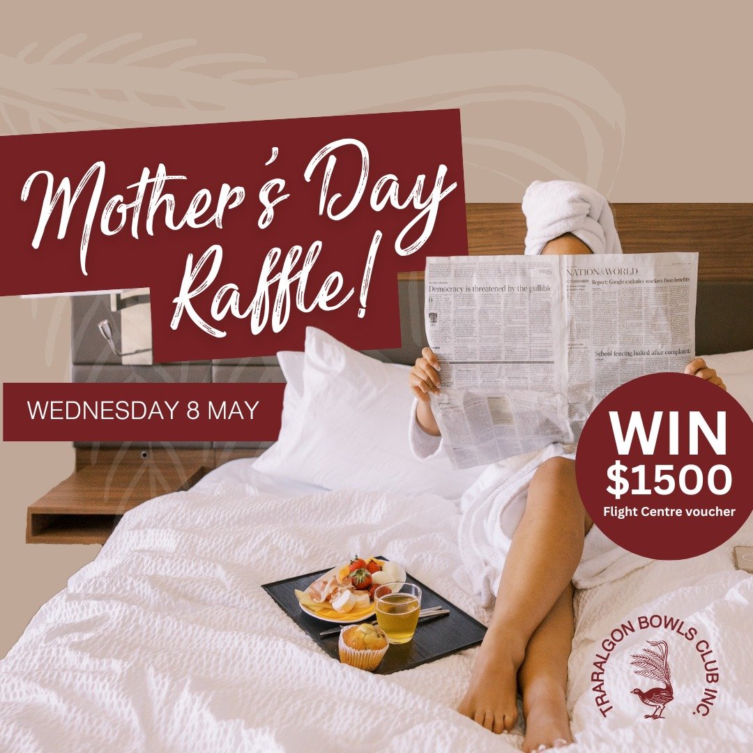 🌸MOTHER'S DAY RAFFLE🌸
Join us on Wednesday 8 May for a huge Mother's Day Raffle.
1ST prize $1500 Flight Centre voucher
2ND prize $500 Endota voucher + $40 Mother's Day Pack
3RD prize is a $250 Mel&rsquo;s Cutting &amp; Beauty Rooms voucher

STAY TU