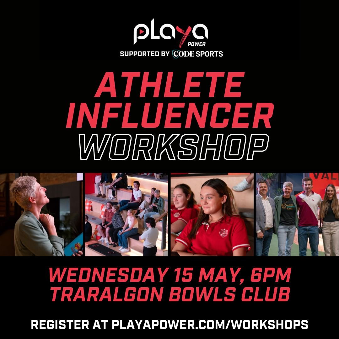 🤩📸TAG A LOCAL SPORTSPERSON with STARPOWER!🤩📸

ATHLETE INFLUENCER WORKSHOP
📌Wednesday 15 May, 6pm-8pm
📌Traralgon Bowls Club
📌FREE
Our sporting community is invited to this exciting new workshop to discover the importance of establishing their p