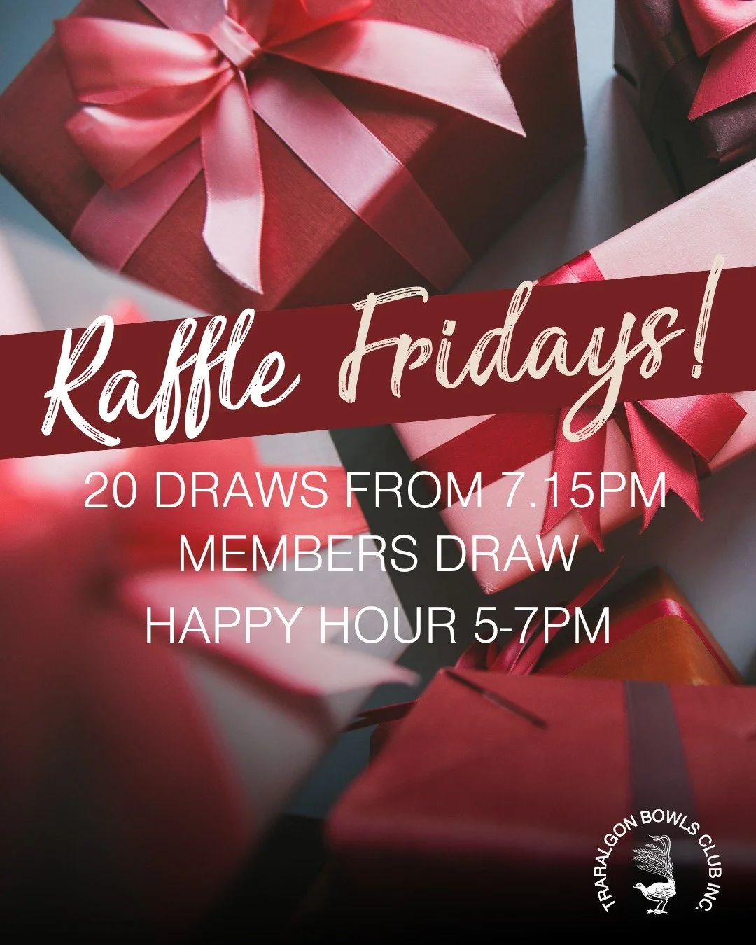 WE LOVE FRIDAYS!
3 reasons you'll love Fridays at the Club too.
1️⃣ Happy hour 5-7pm, discounted tap beer and wine
2️⃣ Raffle 20 draws from 7.15pm
3️⃣ $2100 members jackpot draw