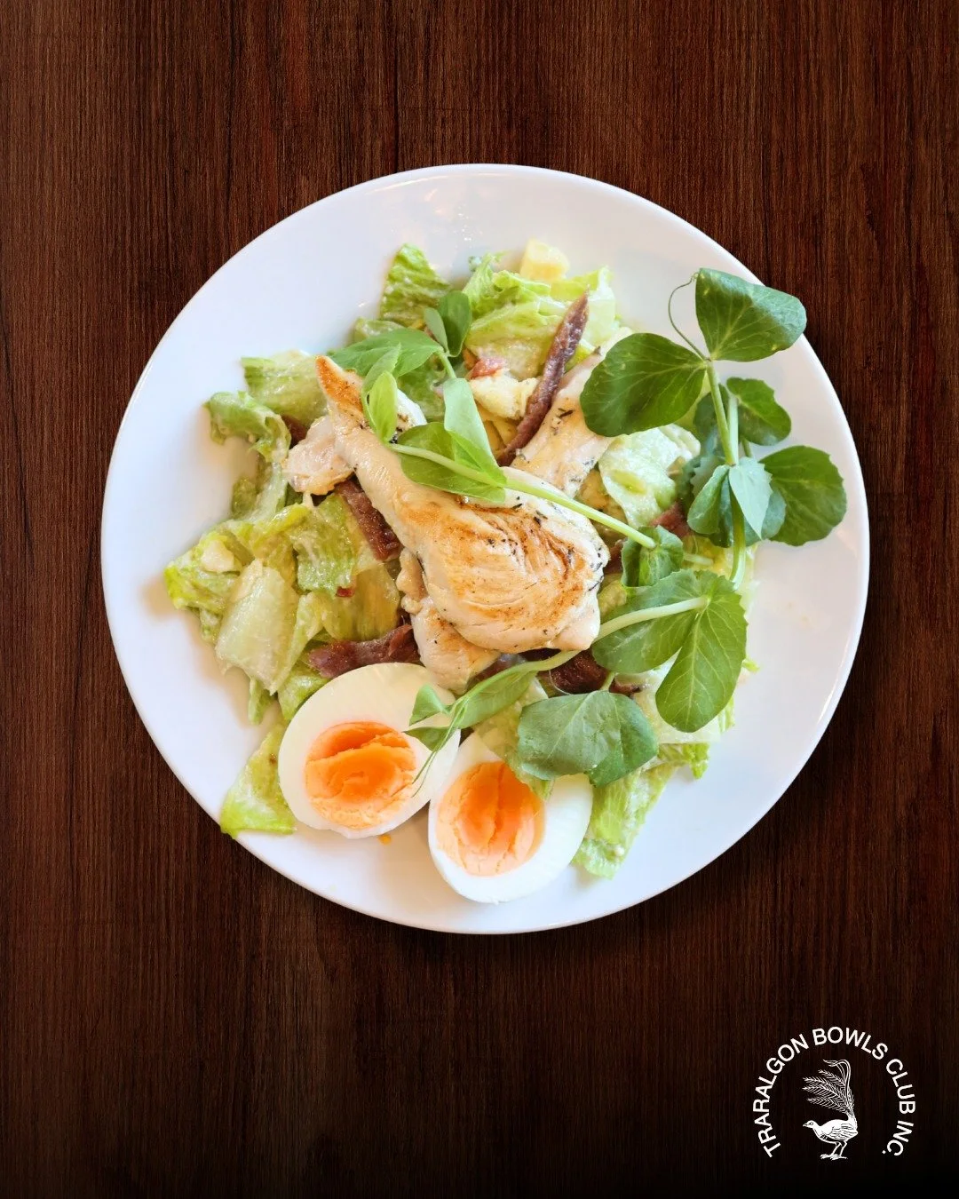 MINI MAINS
Members can enjoy our mini mains every day, lunch or dinner for under $20.

Pictured here, is our mini mains chicken caesar.  The crowd favourite combination of grilled chicken, crispy locally cured bacon, croutons, parmesan cheese, cos le