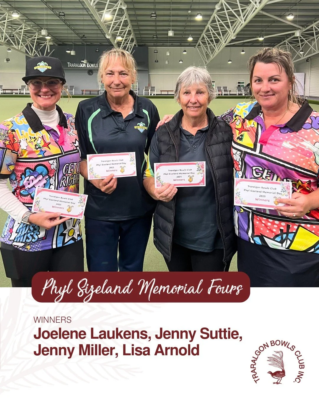 💗PHYL SIZELAND MEMORIAL LADIES FOURS
We had a lovely day, thank you to all who joined in on the fun.
Congratulations to:
🥇 Joelene Laukens, Jenny Suttie, Jenny Miller, Lisa Arnold
🥈 Heather Guppy, Pat Fraser-Aurisch, Kaye Cousins, Chris Hogan
🥉 B