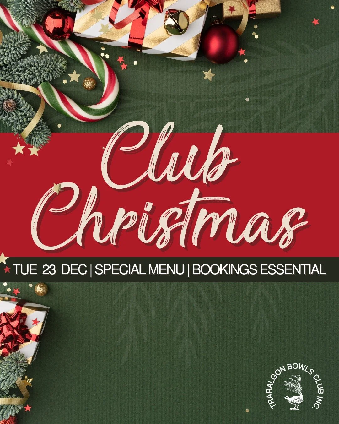 🎄CLUB CHRISTMAS🎄
Join us for this special early Christmas lunch or dinner.
We&rsquo;re closed Christmas Day, but let&rsquo;s start Christmas early and celebrate together with a special meal.

🎄Entree: Potato, Bacon &amp; Leek Soup, finished with c