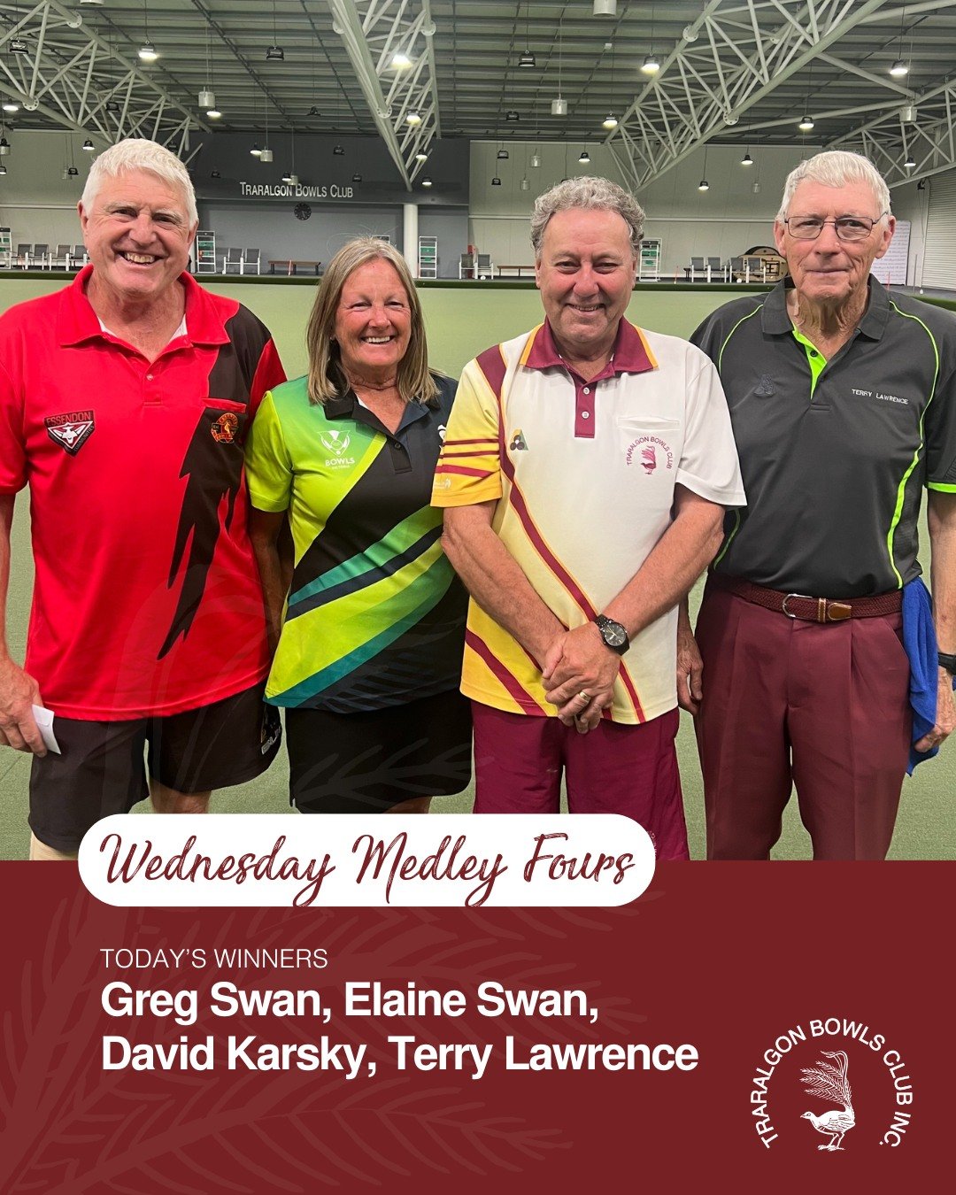 4️⃣WEDNESDAY MEDLEY FOURS4️⃣
Congratulations to the winners of the day:
🥇Winners: Greg Swan, Elaine Swan, David Karsky, Terry Lawrence
🥈Runners-up: Maurice Sutcliffe, Bill Francis, Garry Trewin, Ron Baker
Thank you to all who joined in on the fun!
