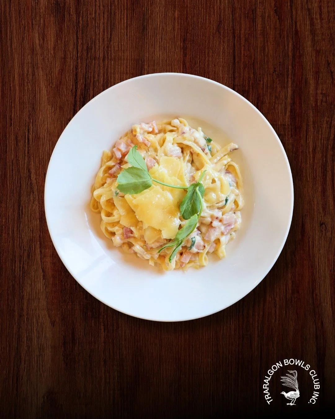 DON'T COOK, have a Mini Main! 
They're a smaller serve of your club favourites. This is our Mini Fettuccine Carbonara. Available daily, for lunch and dinner, all under $20. Perfect for smaller eaters, teens, lunch.. or if you're trying to eat a littl