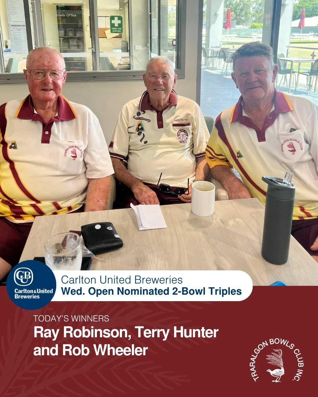 🍻 Carlton &amp; United Breweries  WEDNESDAY JACKPOT TRIPLES🍻
The winners of the day were:
🥇Winners: Rob Wheeler, Terry Hunter &amp; Ray Robinson
🥈Runners-up: Phil Mustoe, Ian Wills &amp; Dave Karsky
Congratulations to Michael Yacoub's team who wo