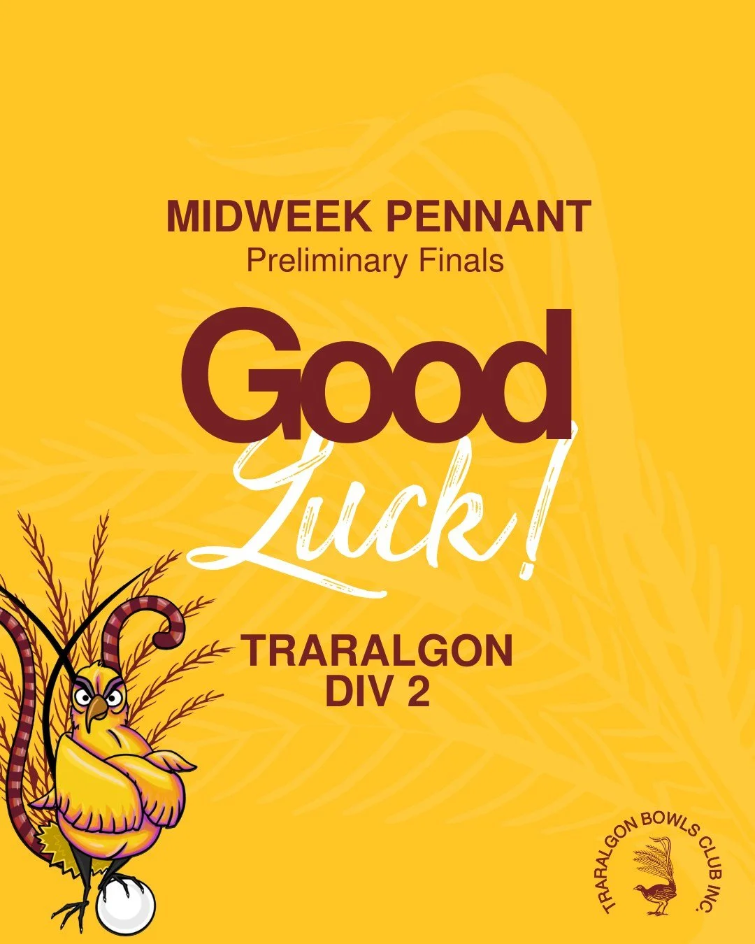 🍀GOOD LUCK DIV 2
We wish DIV 2 good bowling today for their preliminary finals at the Boolarra Bowls Club  today. If you can, please go over and support them.