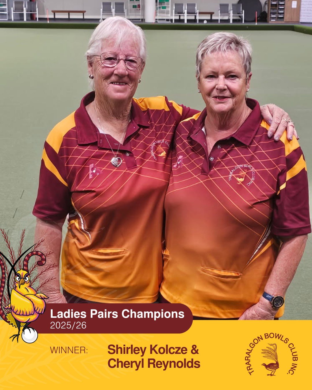 🤩MIXED PAIRS CLUB CHAMPIONS
Congratulations to our mixed pairs champs:
🥇Shirley Kolcze &amp; Cheryl Reynolds
🥈Maureen Rooney &amp; Nadia Curnick
