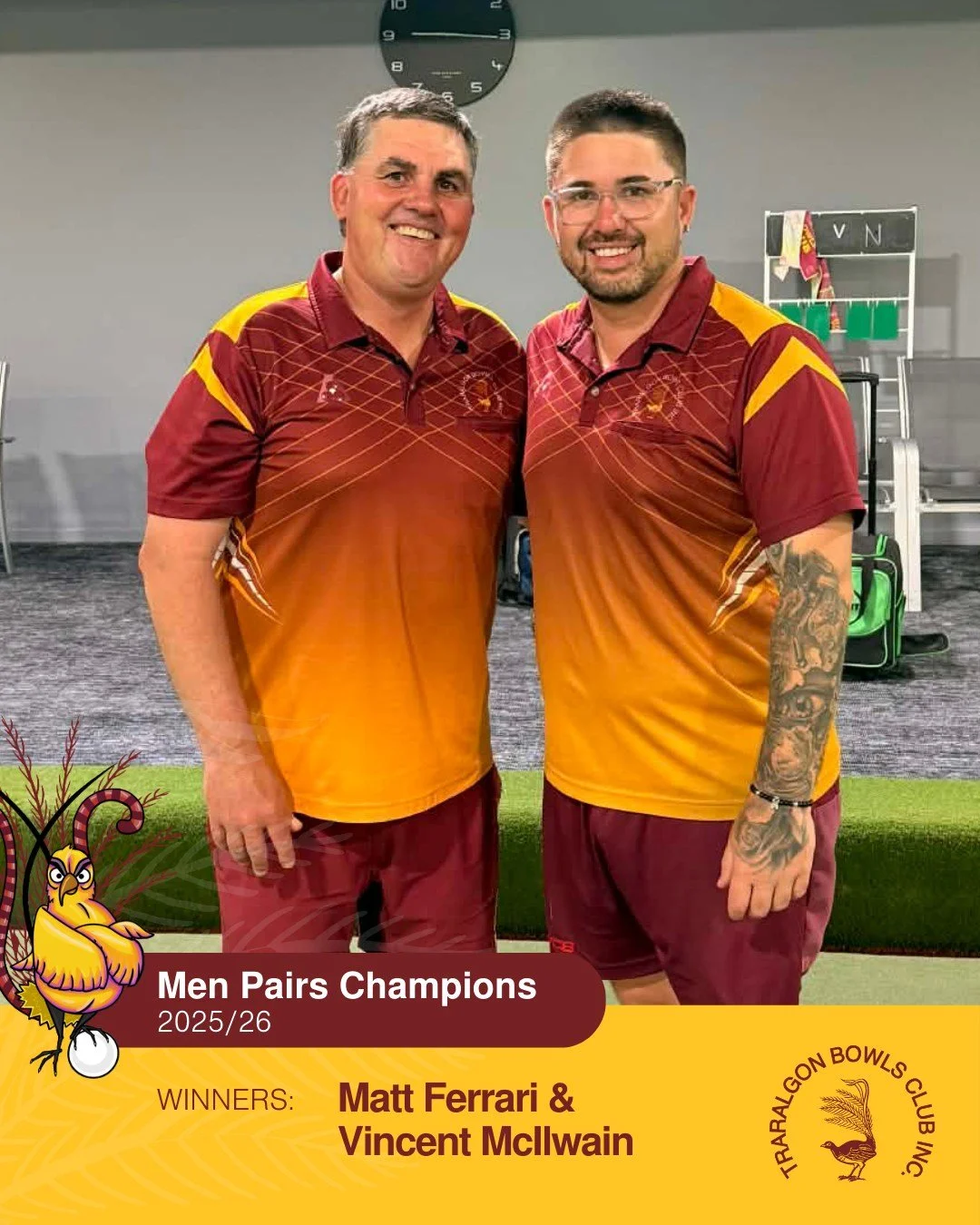 🤩MEN'S PAIRS CLUB CHAMPIONS
Congratulations to our men's pairs champs:
🥇Matt Ferrari  and Vincent McIlwain
🥈Tom Irvine and Jason Irvine