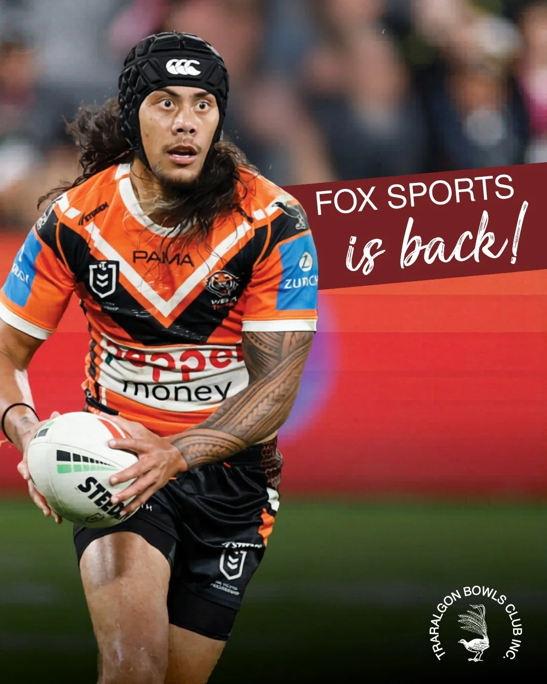 WE'VE GOT FOX SPORTS!
Get out of the cold and watch the NRL with us.
NRL Saturday:
✅ 3pm South Sydney Rabbitohs vs Canberra Raiders 
✅ 5.30pm Cronulla Sharks  vs Sydney Roosters 
✅ 7.30pm Melbourne Storm  vs New Zealand Warriors
NFL Sunday: 
✅  2pm P