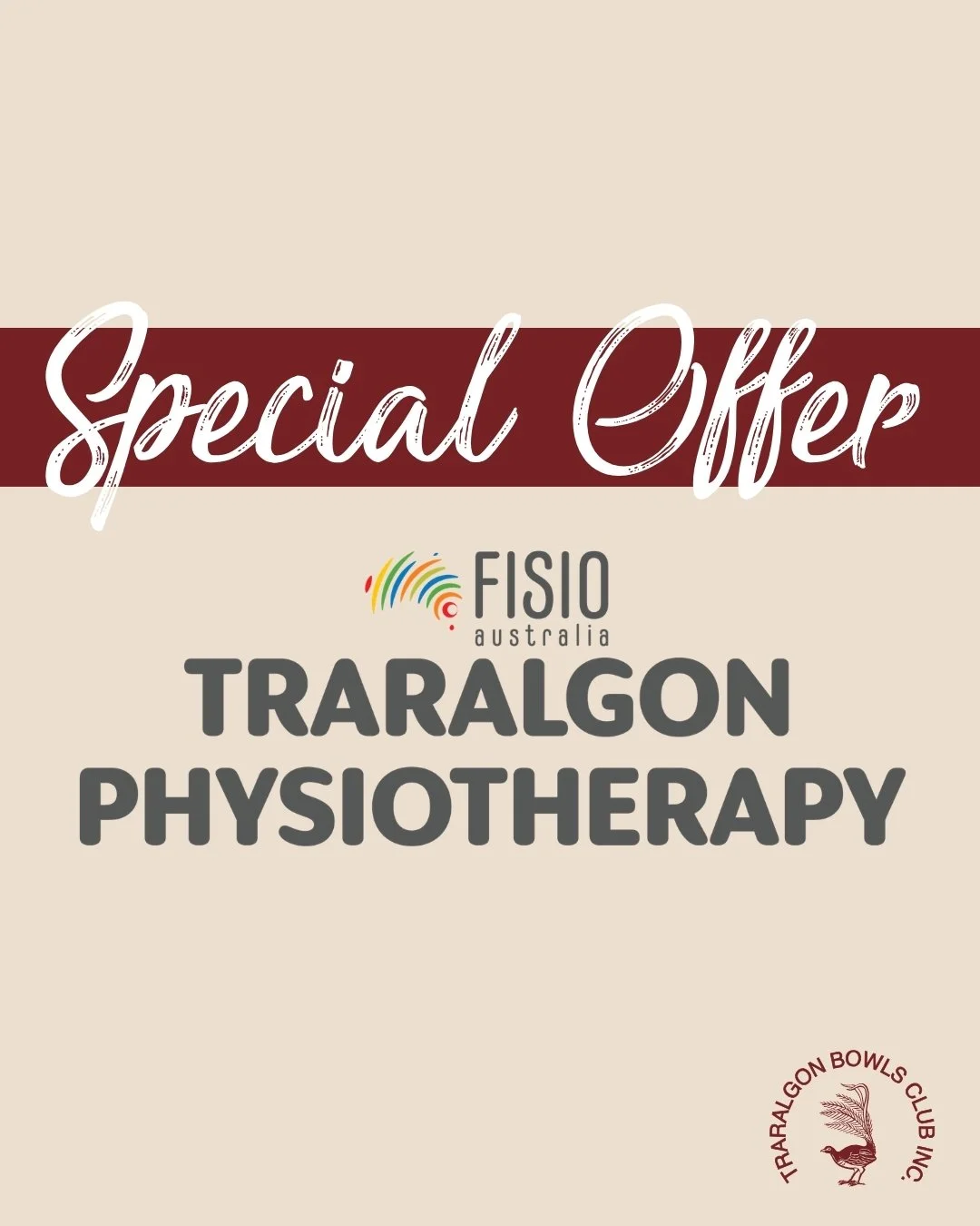 NEW SPONSOR OFFER - TRARALGON PHYSIOTHERAPY
@traralgonphysiotherapy is proud to be partnering with the Traralgon Bowls Club. 
As part of this partnership, they&rsquo;re offering exclusive benefits to all club patrons:
✅ 10% OFF Physiotherapy Services