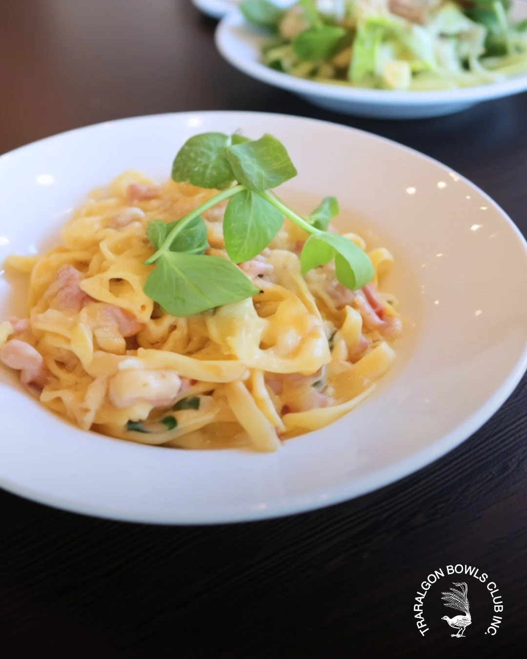 DON'T COOK, have a Mini Main! 
They're a smaller serve of your club favourites. This is our Mini Fettuccine Carbonara. Available daily, for lunch and dinner, all under $20. Perfect for smaller eaters, teens, lunch.. or if you're trying to eat a littl