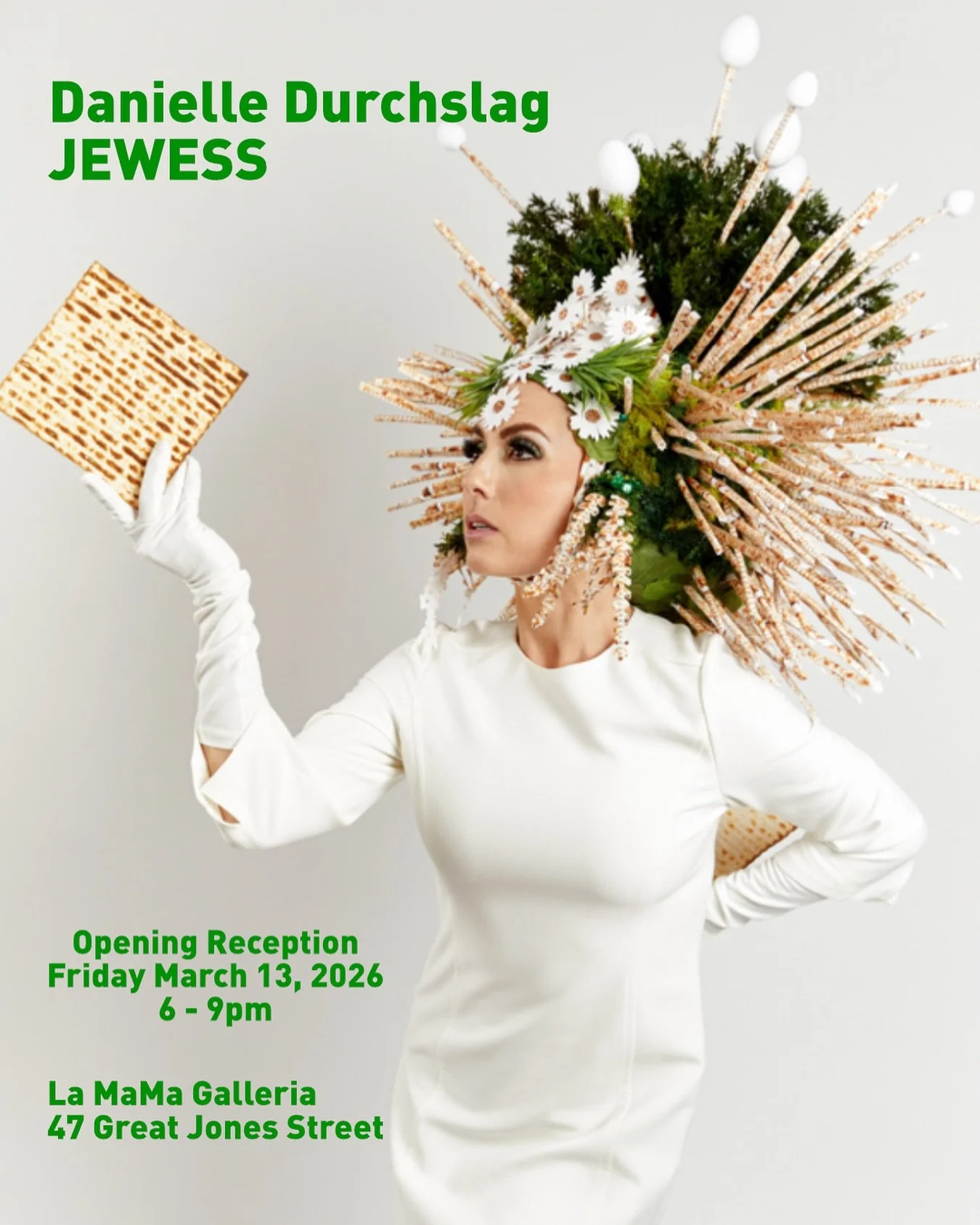 This is an invitation! Save the date. 

Please join us for the opening reception of JEWESS by artist Danielle Durchslag at La Mama Galleria on Friday March 13 from 6 to 9pm. 

JEWESS is the culmination of over three years of research and production -