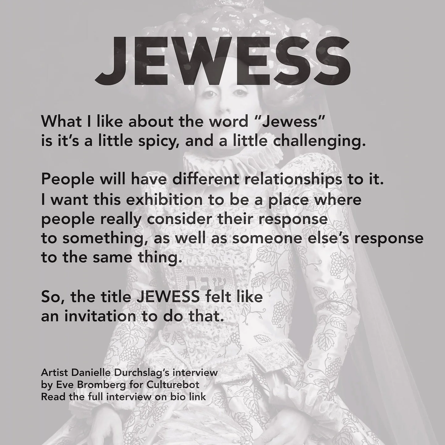 A few words from artist Danielle Durchslag about JEWESS as part of the extensive interview with Eve Bromberg for @culturebot 

Read the full interview in bio link 

JEWESS is on view at @lamamagalleria until April 12. 

Saturday March 21, guided tour