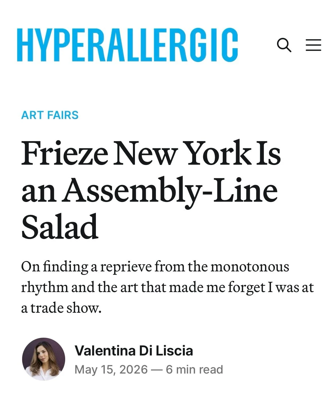 Salad and food make a noteworthy debut at @friezeofficial thanks to a serendipitous encounter with @valentina.diliscia for @hyperallergic. 

@lucienchefambition 
NAFAS at @buoy_tokyo 

Thank you Valentina 🥗