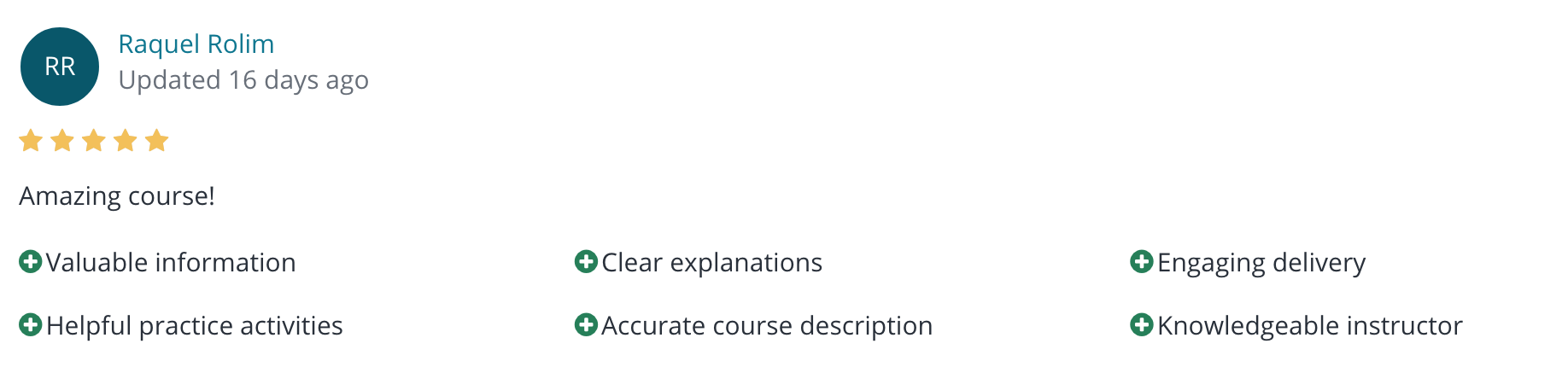 Feedback from our online training student