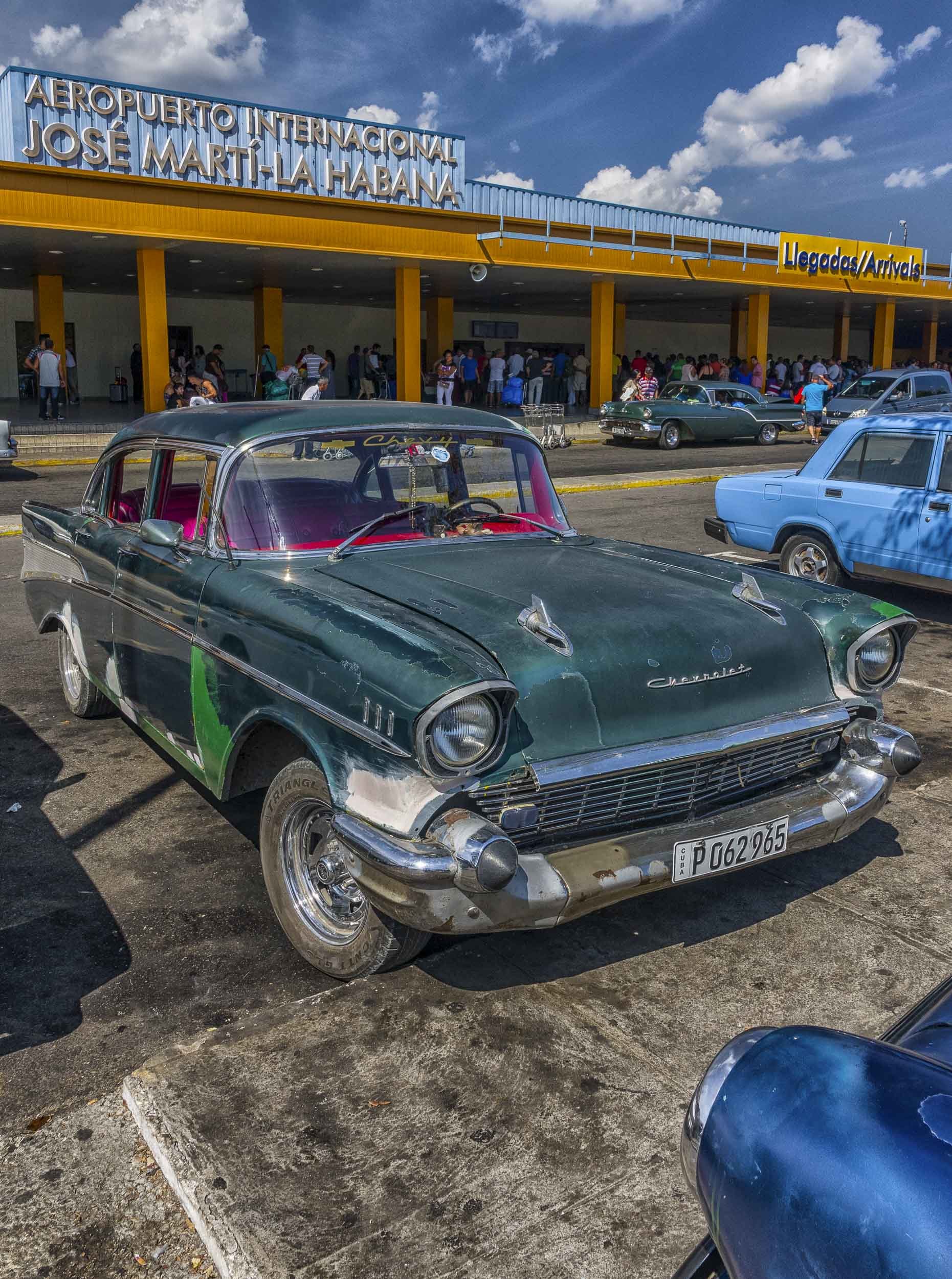 Old Green Chevy at Marti AIrport, Havana