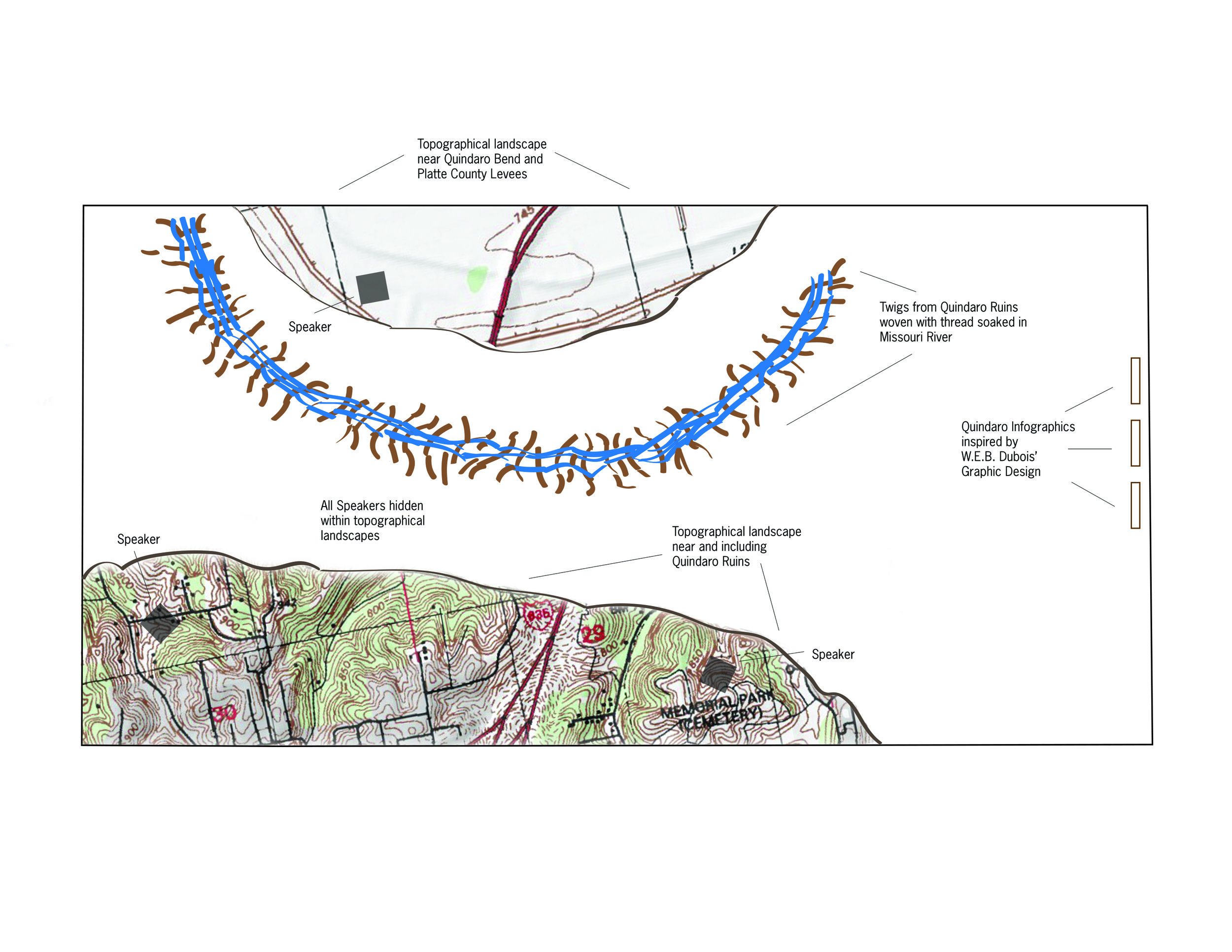 Working floor plan of upcoming immersive installation, Weaving the River
