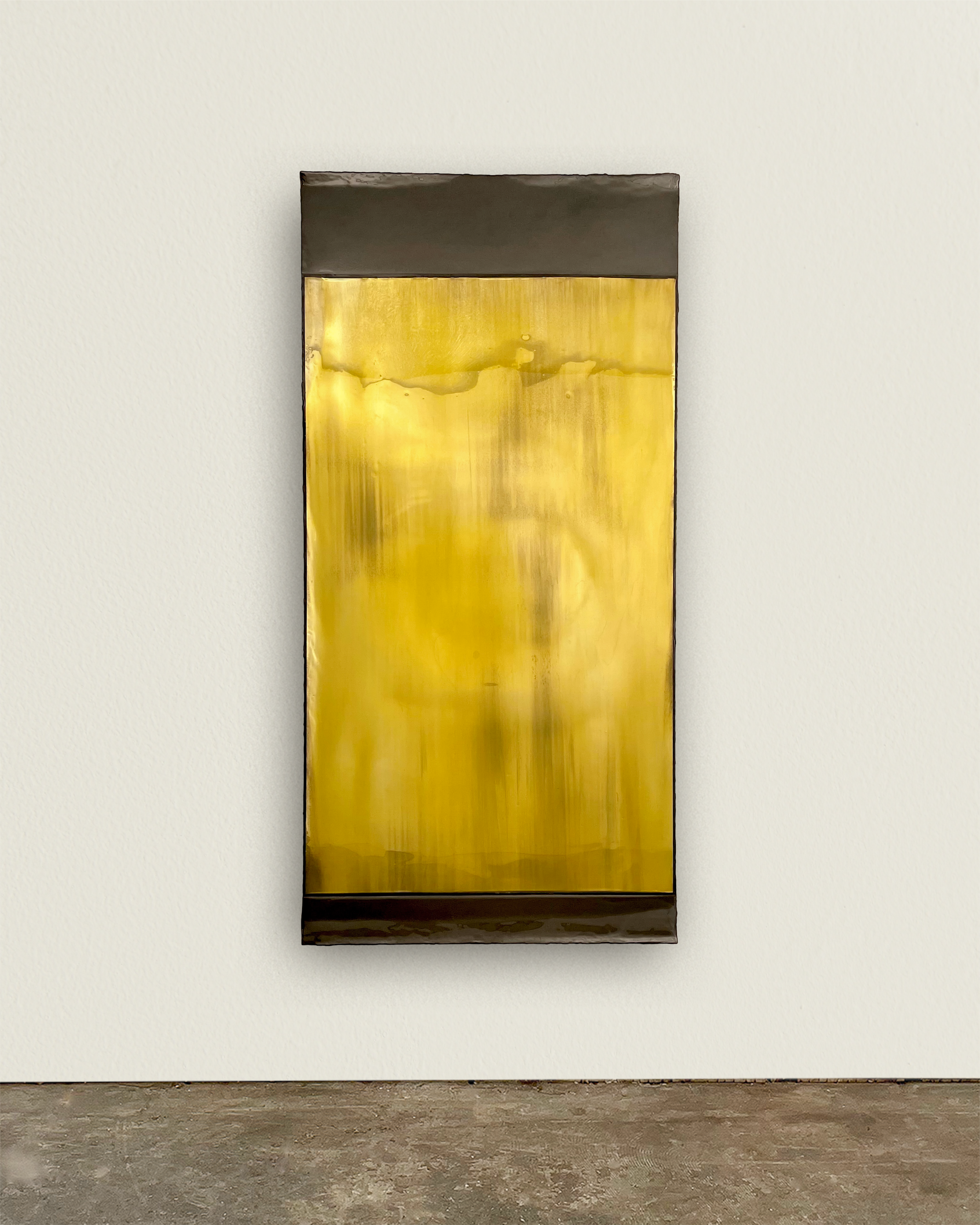   0125.2021      Silver Emulsion    
77.75“ H x 38.25“ W x 3” D 
hand sculpted silver emulsion 
iridescent pigments and resin polymer on panel 
signed in verso