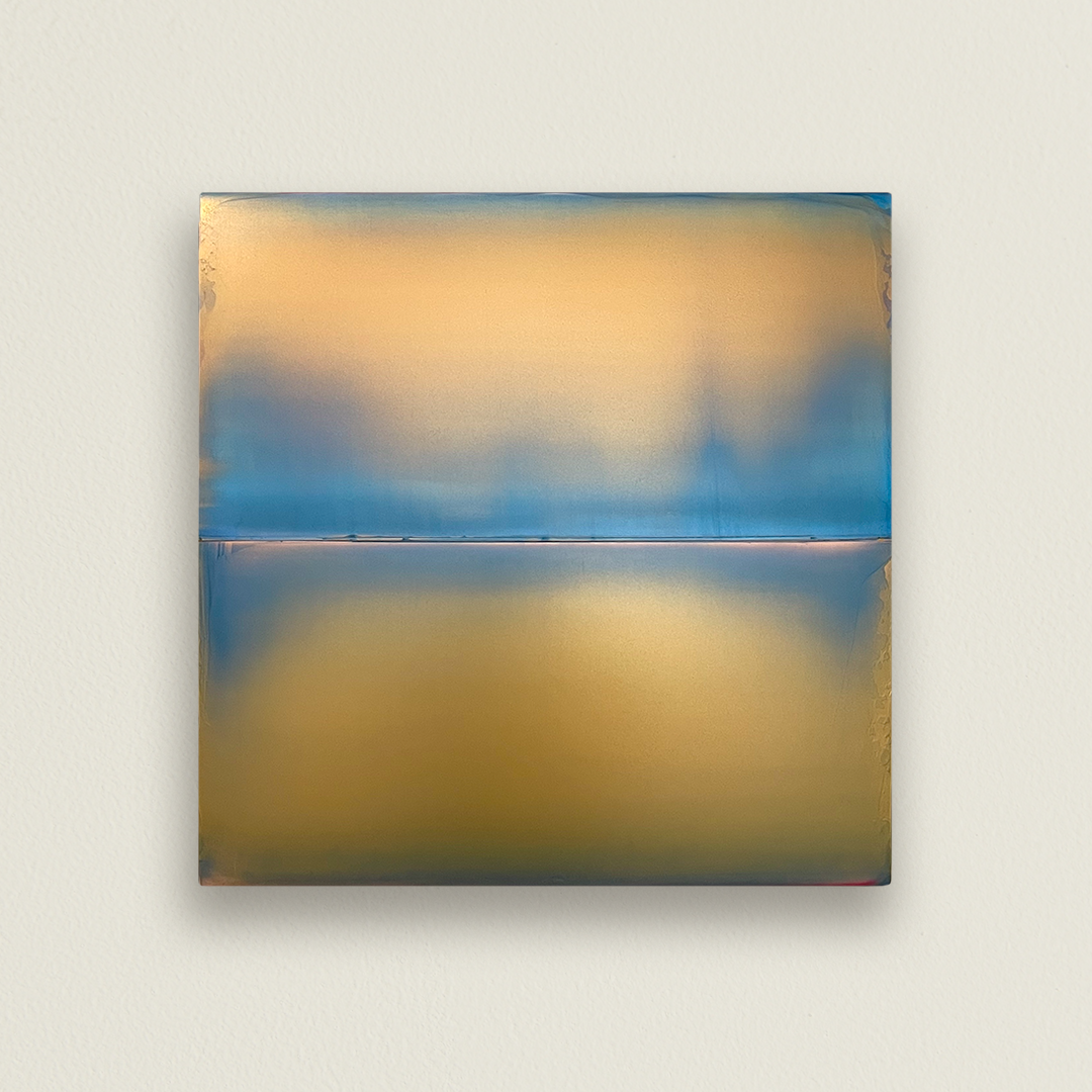   0119.2021      La Jolla Fields      
24“ H x 24“ W x 1.75” D  
graphite, iridescent pigments and polymer on panel  
signed in verso