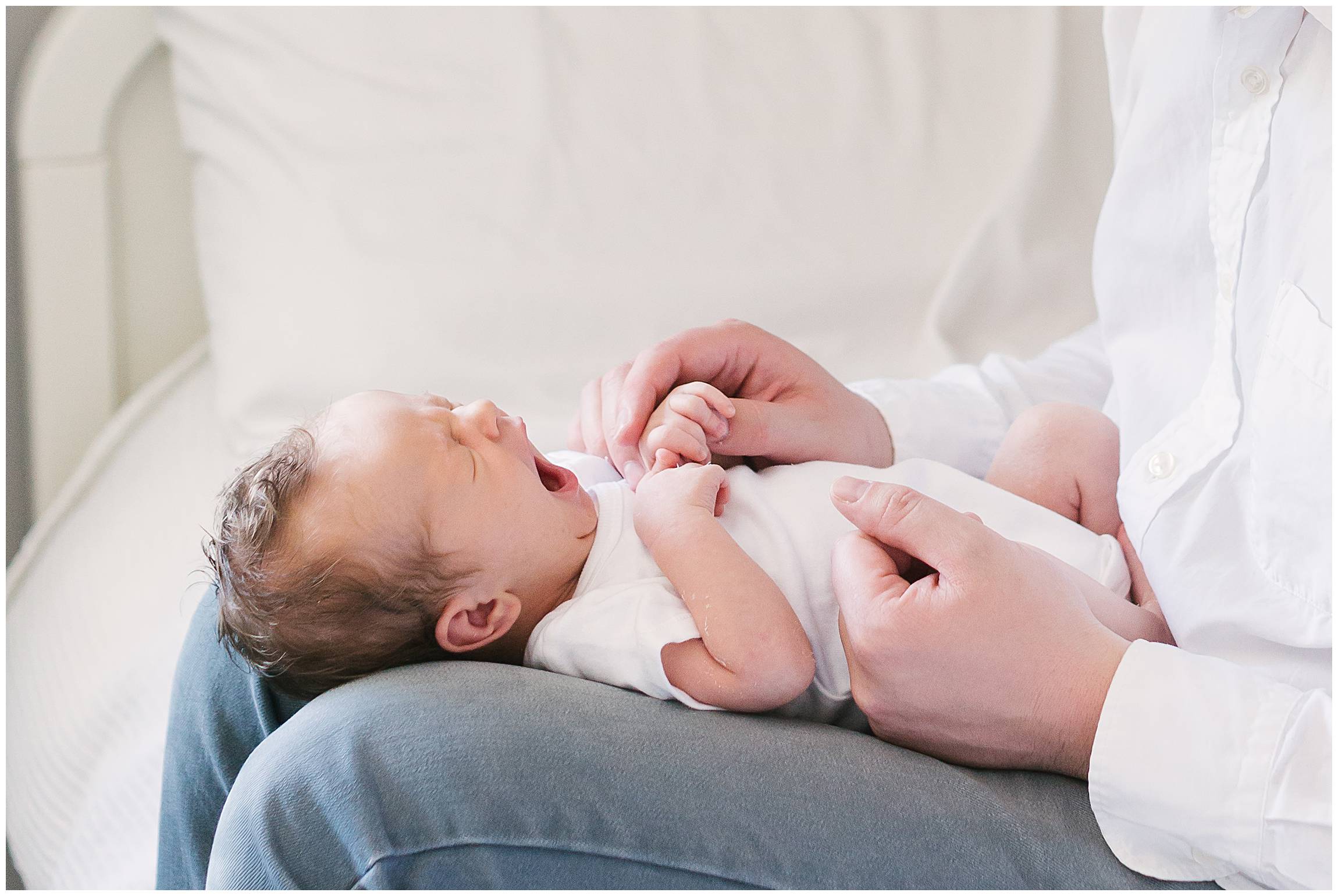 Cute newborn yawning