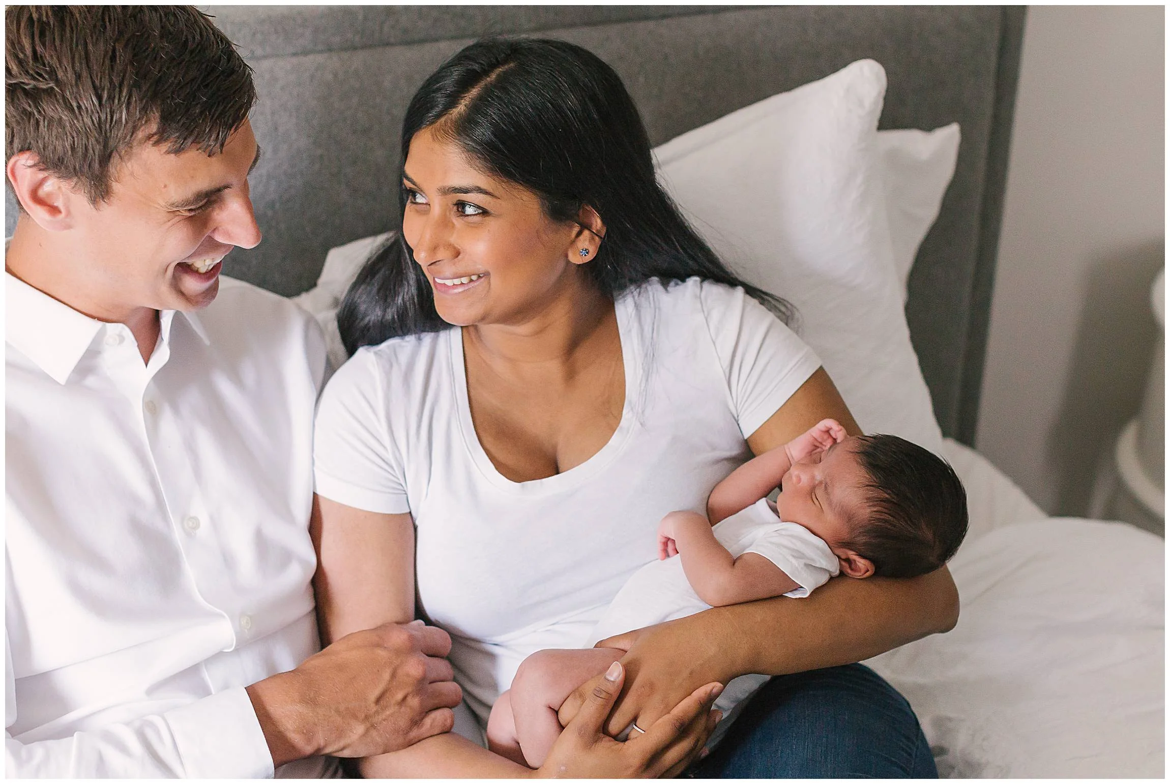 Downtown Toronto Newborn Photographer Smiling Mom