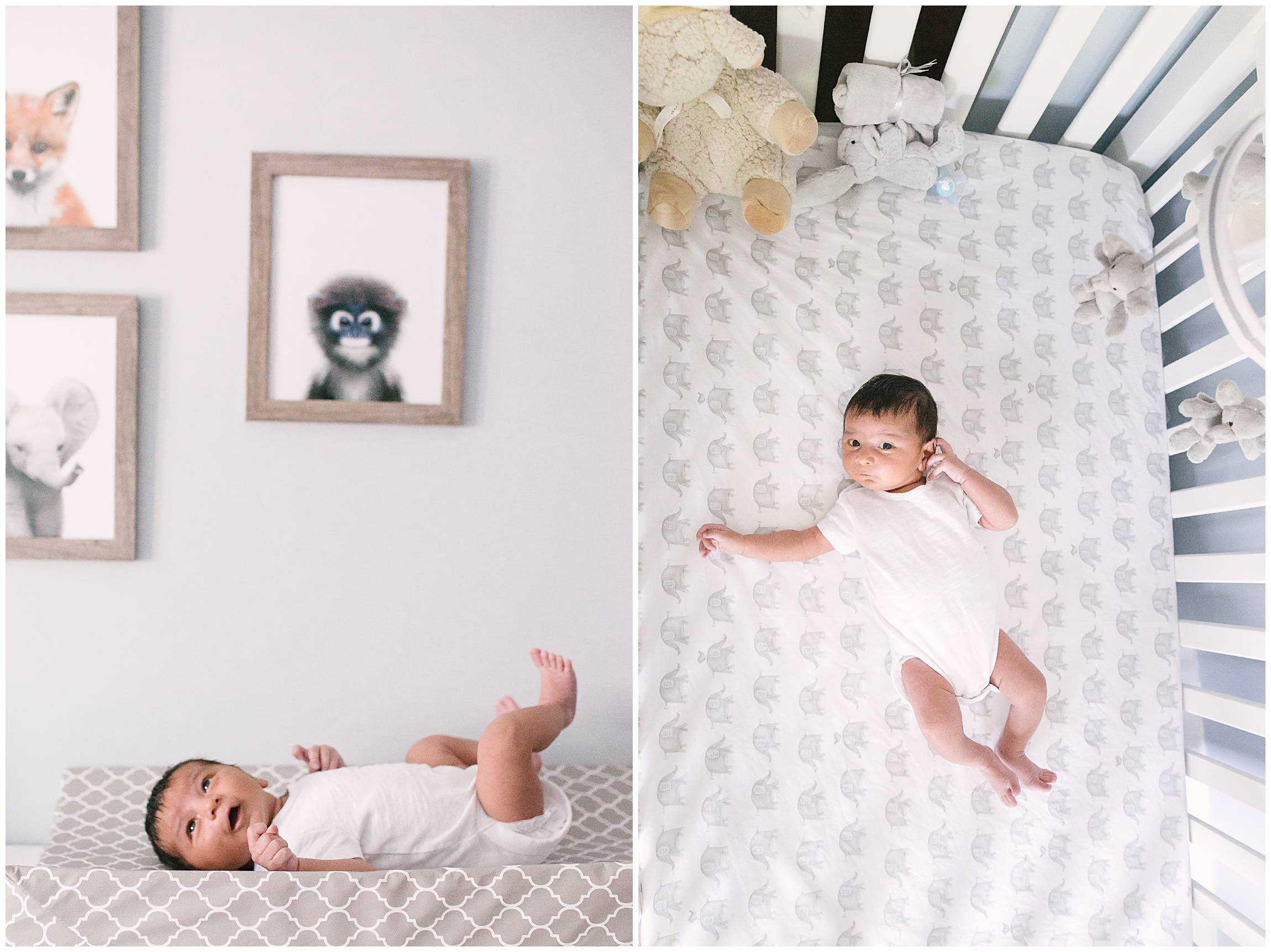 Candid baby in-home in modern crib Beach Toronto