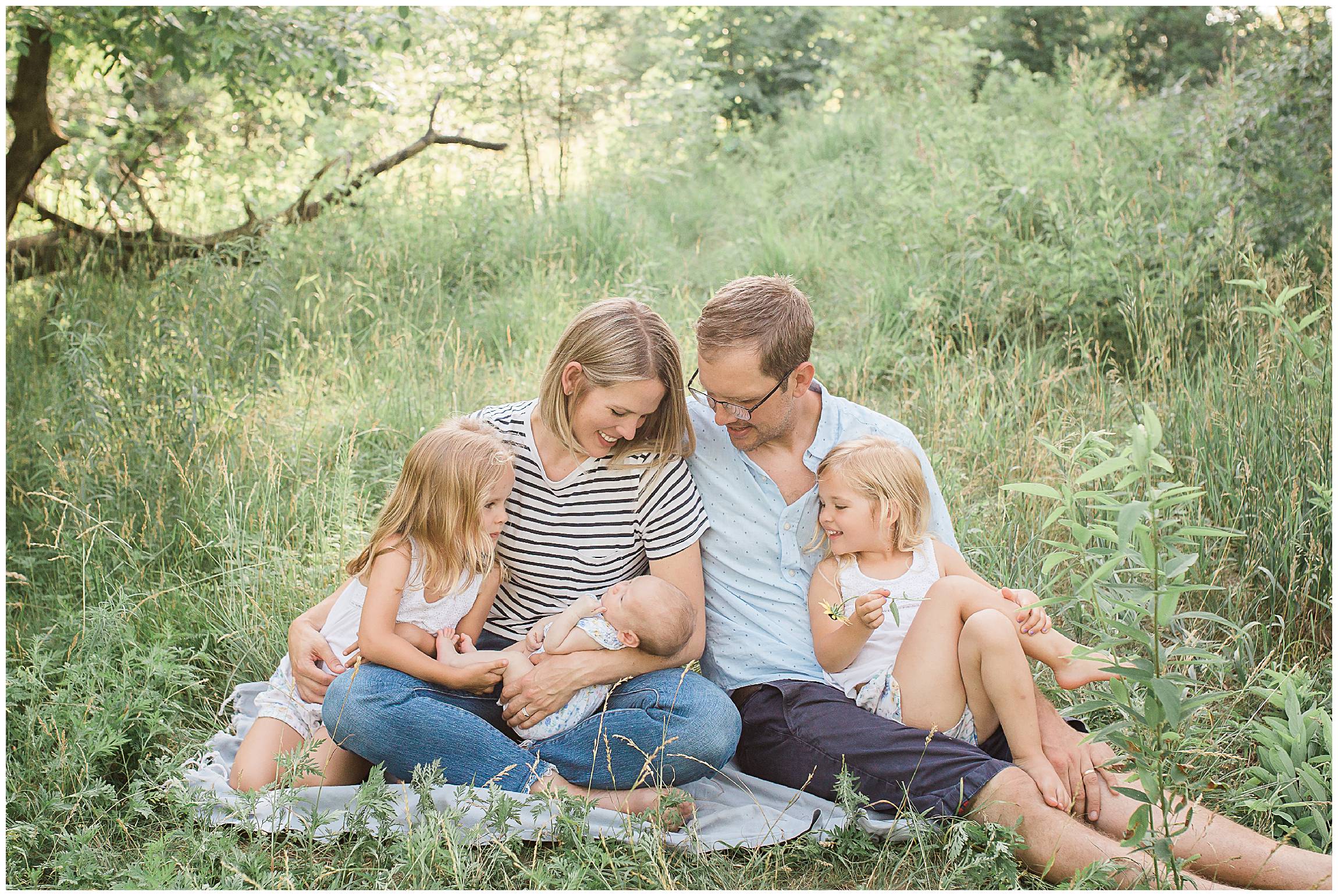 Light and Airy Family Photograph in Fields