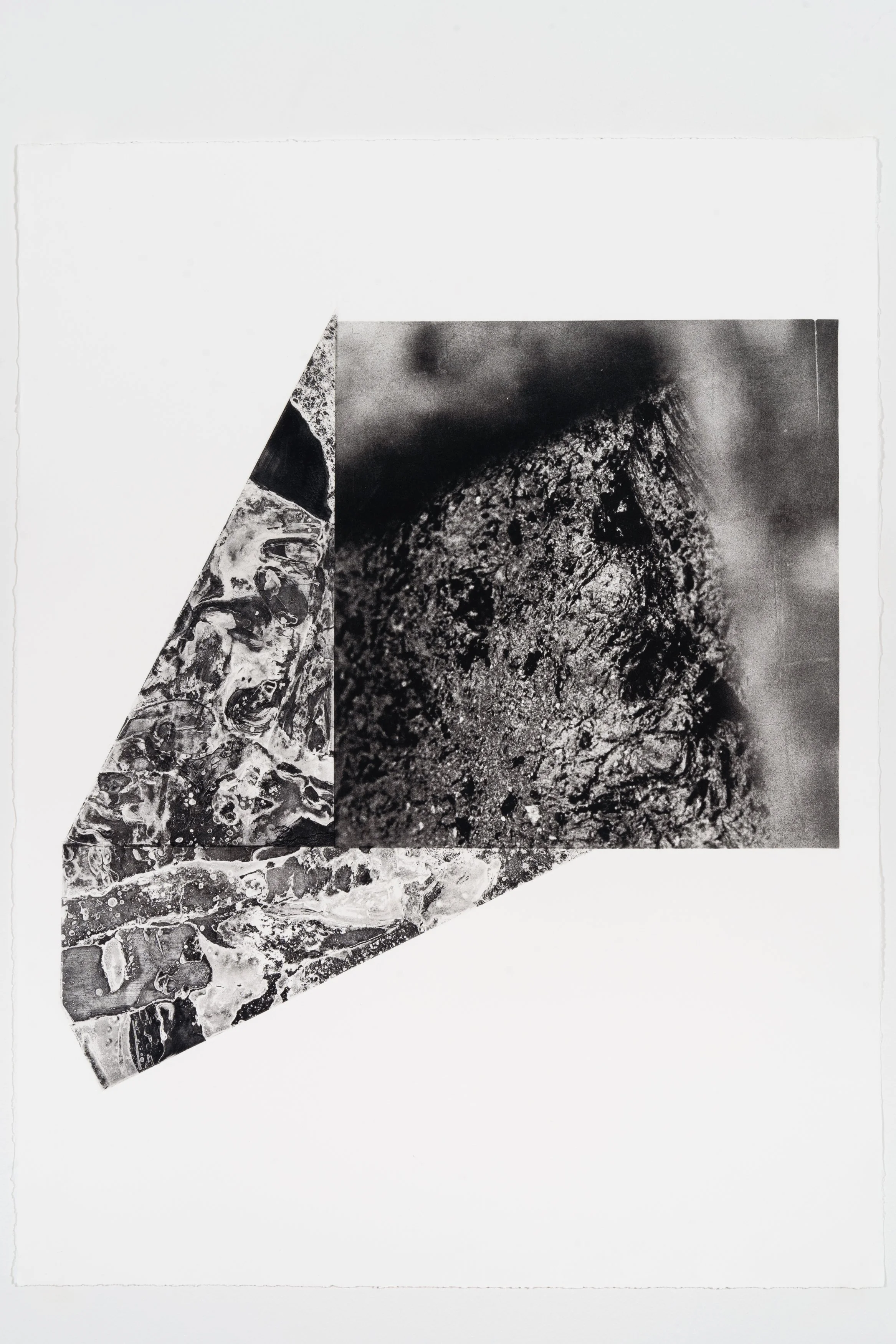Rain Triangles #1, 2021,
Three-plate etching: whiteground and photogravure,
26” x 33 1⁄8”