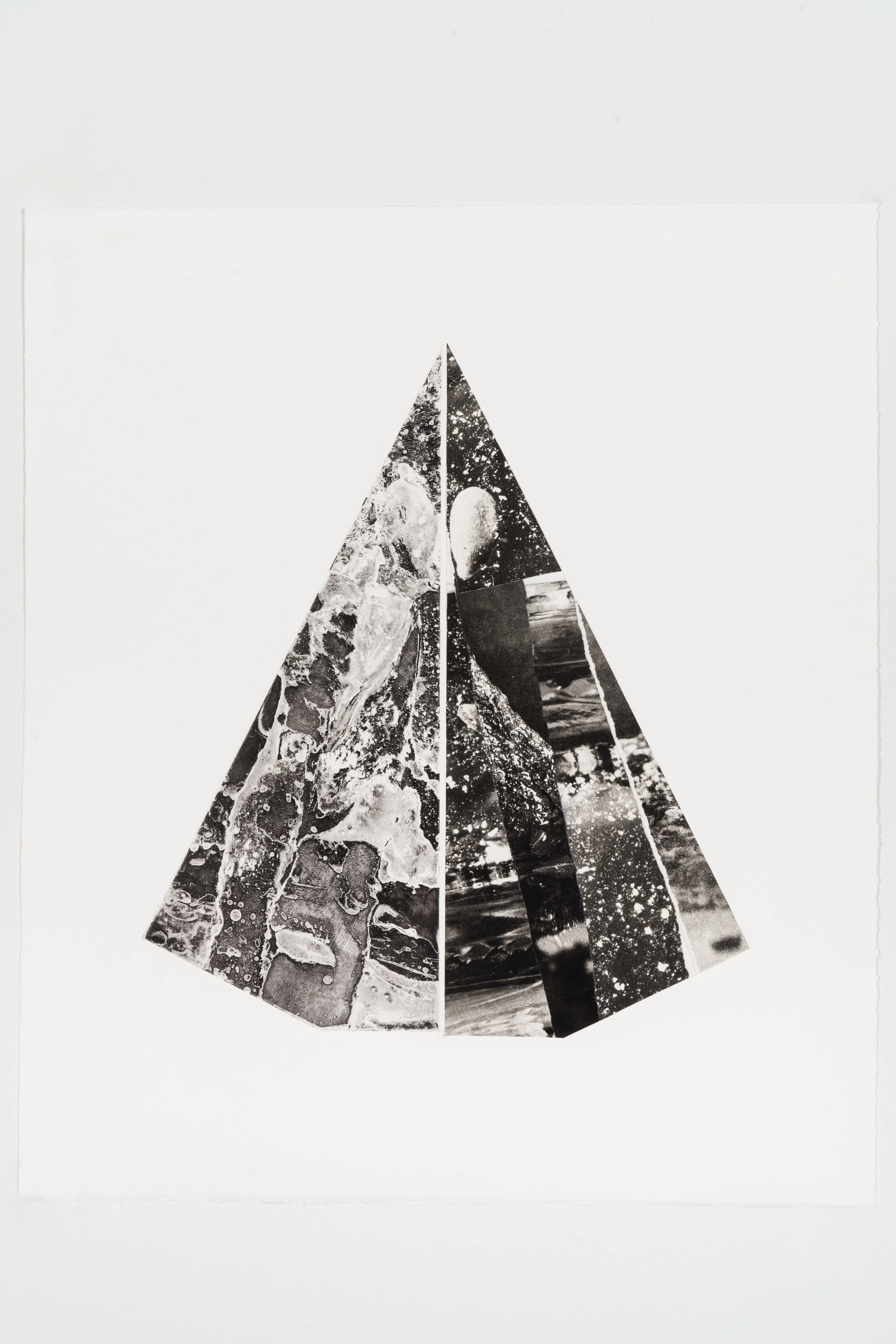 Jewel Triangle #1, 2021,
Whiteground etching and collaged photogravures,
18” x 21”