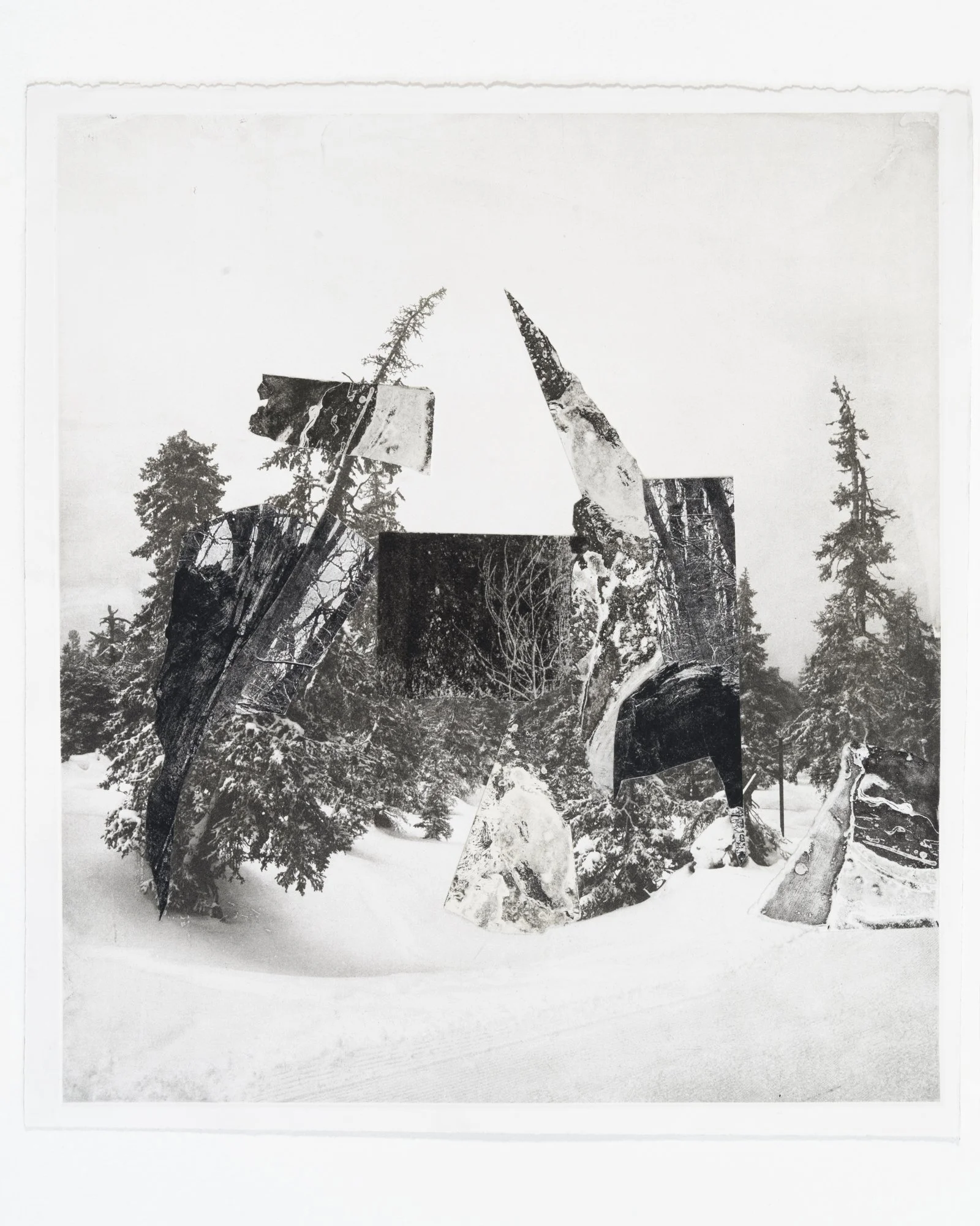 Night Portal, 2022,
Collaged photogravure and whiteground etching,
16” x 17.25”