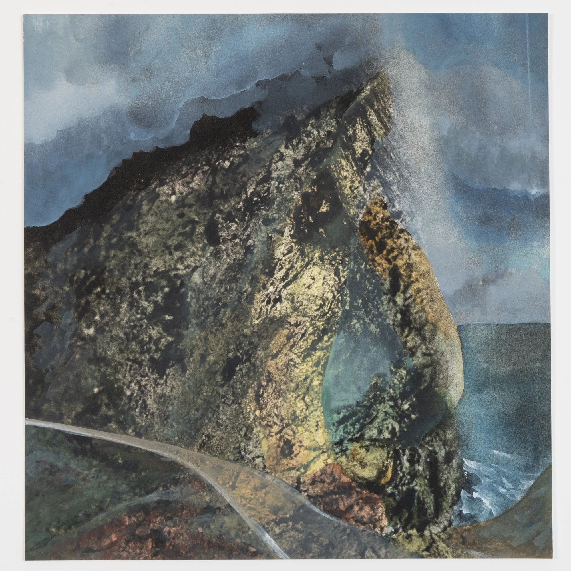 Bridge Mountain, 2023, 
Watercolor on photogravure,
14” x 15”
