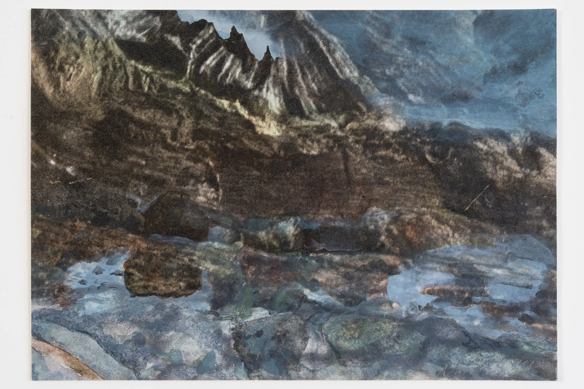 Rocking River, 2023,	
Watercolor on photogravure,
6.5" x 9.5"