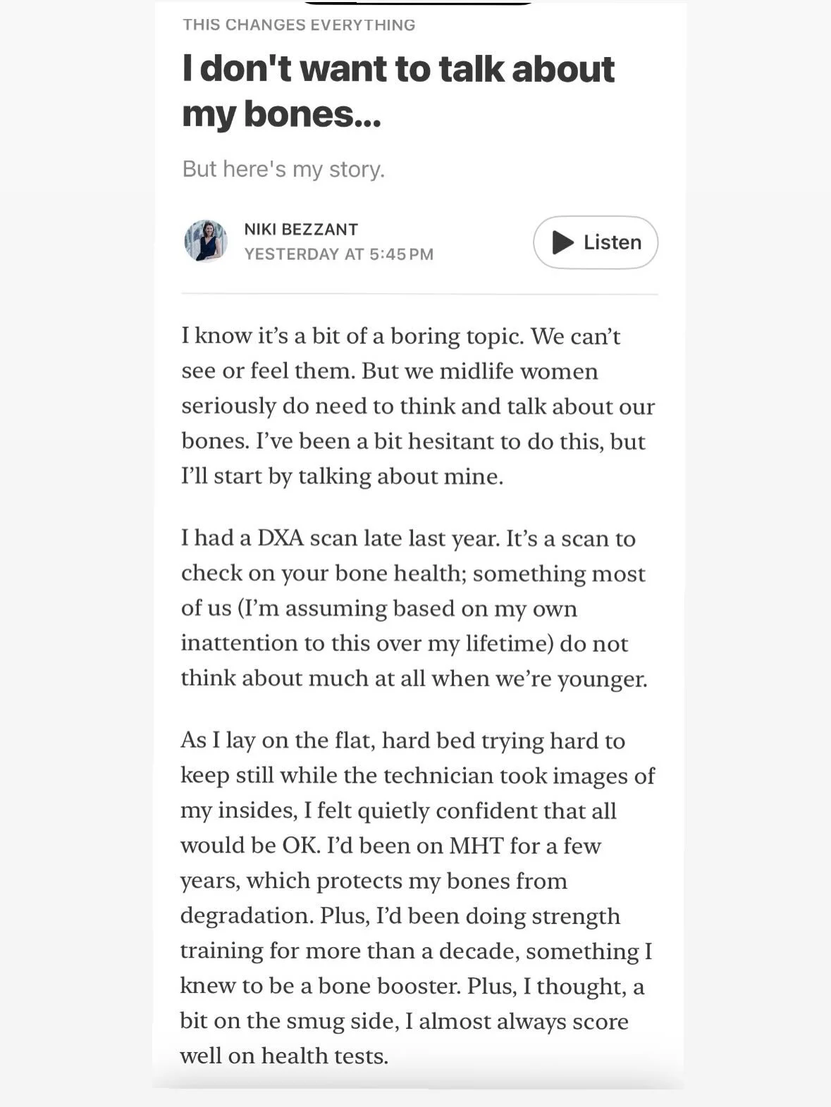 I have been a bit hesitant to talk about my own bone health. But it is one of the reasons I wrote the feature that&rsquo;s on the cover of this week&rsquo;s @nzlistenermag - which obviously I encourage you to read. We ALL need to know this stuff. I o
