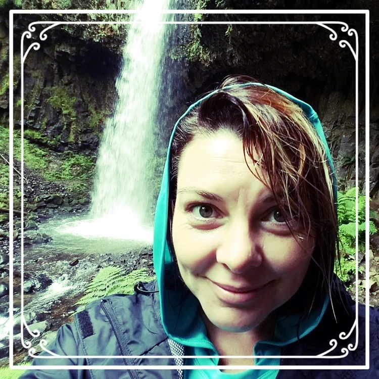 Playing in the water. Latourell Falls, Oregon 