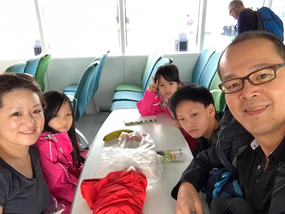 The family on the Fullers ferry to Tiritiri Matangi Open Sanctuary.