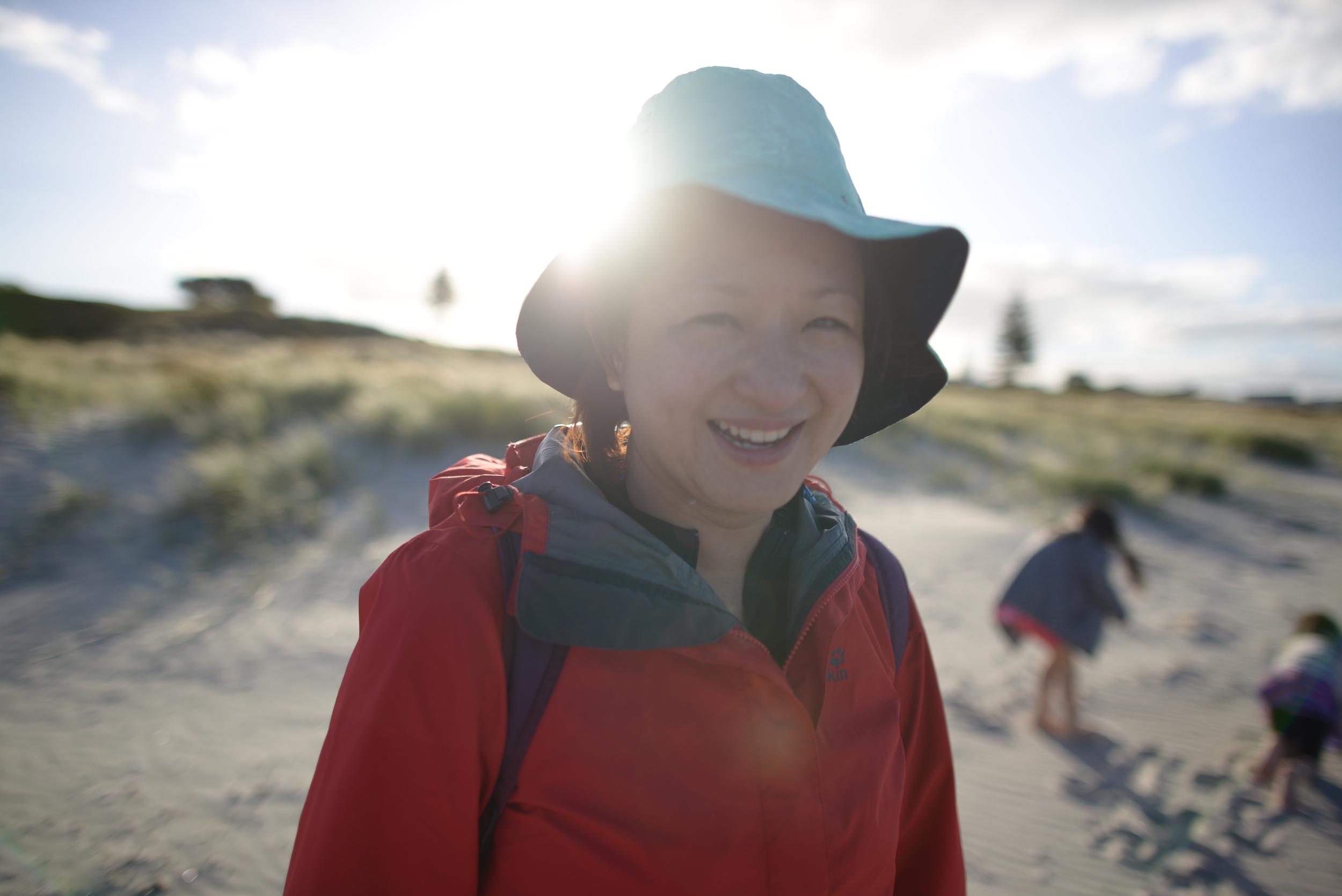 Enjoying a late sunset at Mt Maunganui beach.
