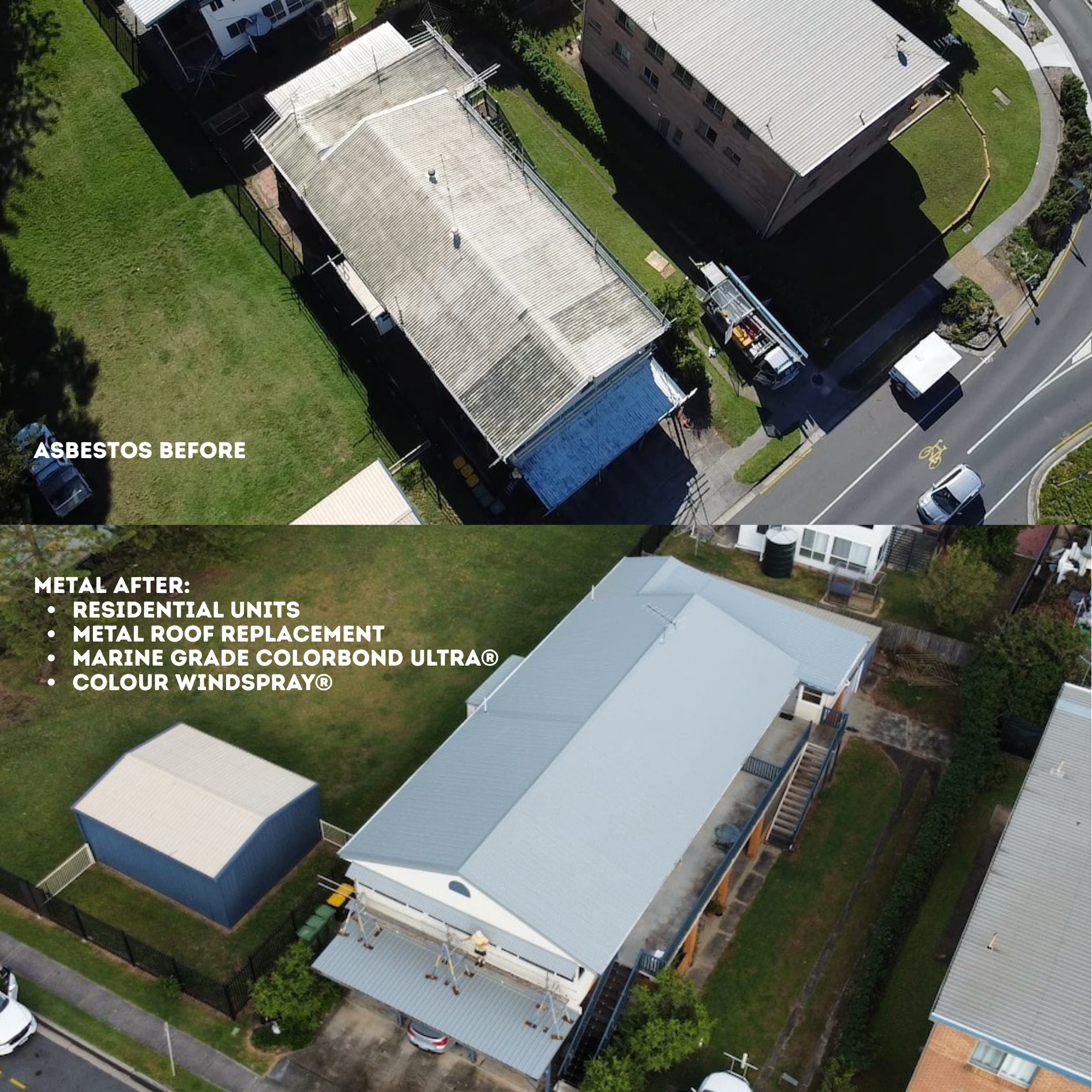Asbestos to Metal Roof Replacement with Colorbond Marine Ultra in Windsprayยฎ on the Redcliffe Peninsula.