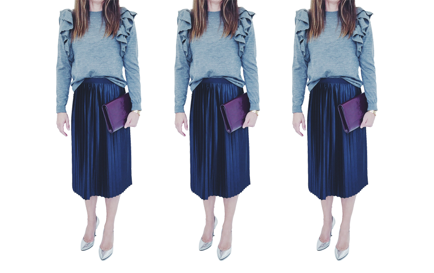 Ruffled Sleeves Top Blue Skirt.png