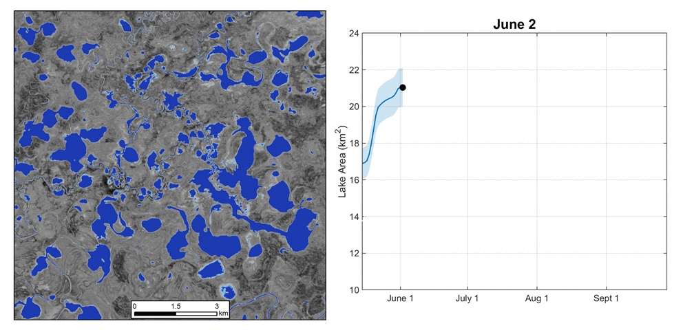 Animation of changes in lake area observed using CubeSat imagery.