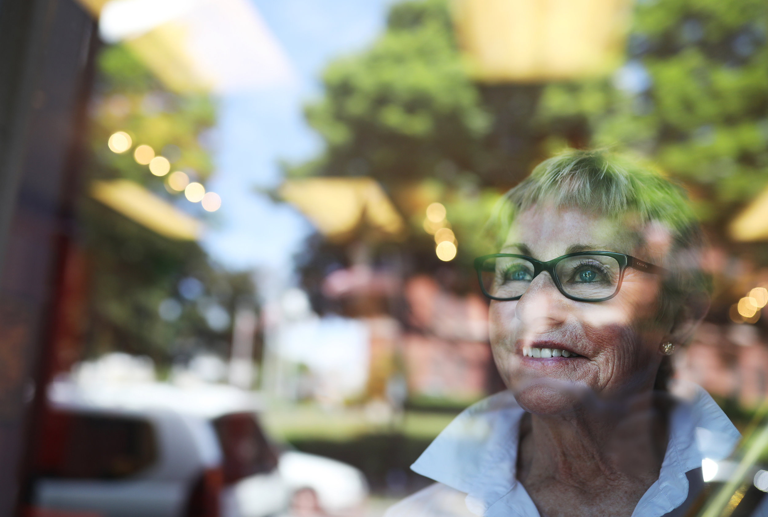 Former Massachusetts First Lady Jan Cellucci stands for a a portrait across the street from Hudson Town Hall. Cellucci is now active in the ALS research field, helping to combat the disease that killed her husband, Governor Paul Cellucci of Hudson.